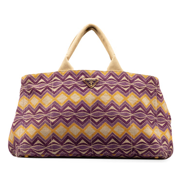 Purple Prada Canapa Stampata Tote Bag