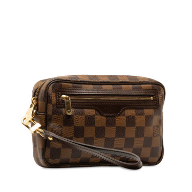 Brown Louis Vuitton Damier Ebene Pochette Billets Macao Clutch Bag