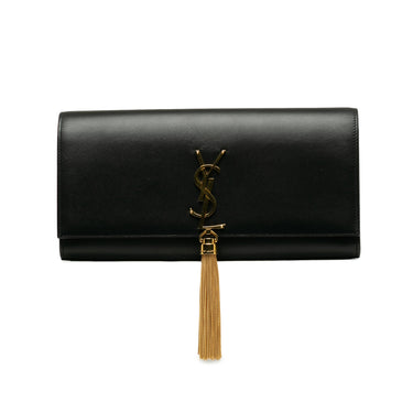 Black Saint Laurent Monogram Kate Tassel Clutch Bag
