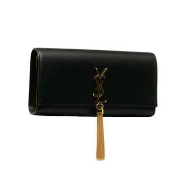 Black Saint Laurent Monogram Kate Tassel Clutch Bag