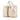White Gucci Calfskin and GG Canvas Nailhead Tote