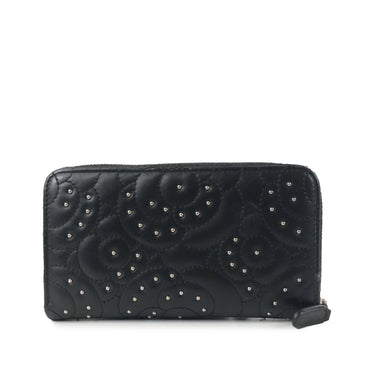 Black Chanel Camellia Zip Around Wallet - Designer Revival