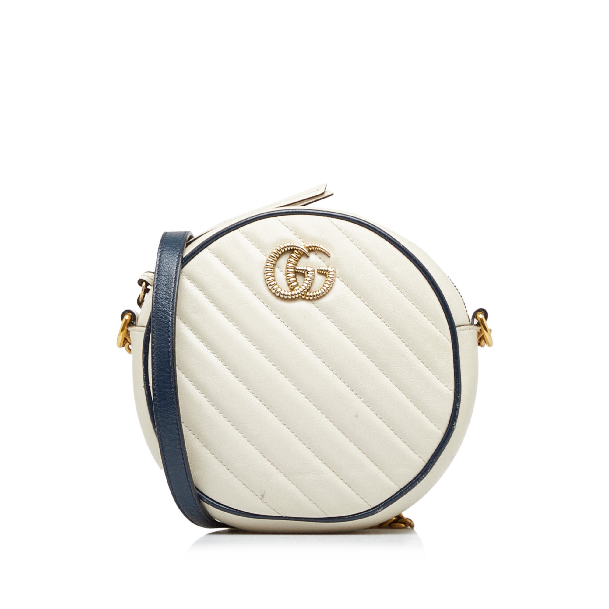 GG Marmont mini shoulder bag in white leather