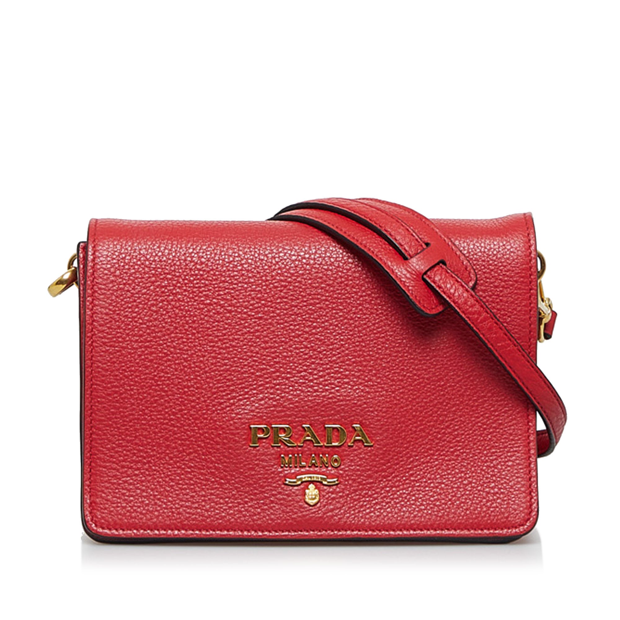 Red Prada Vitello Daino Small Flap Crossbody Bag – Designer Revival