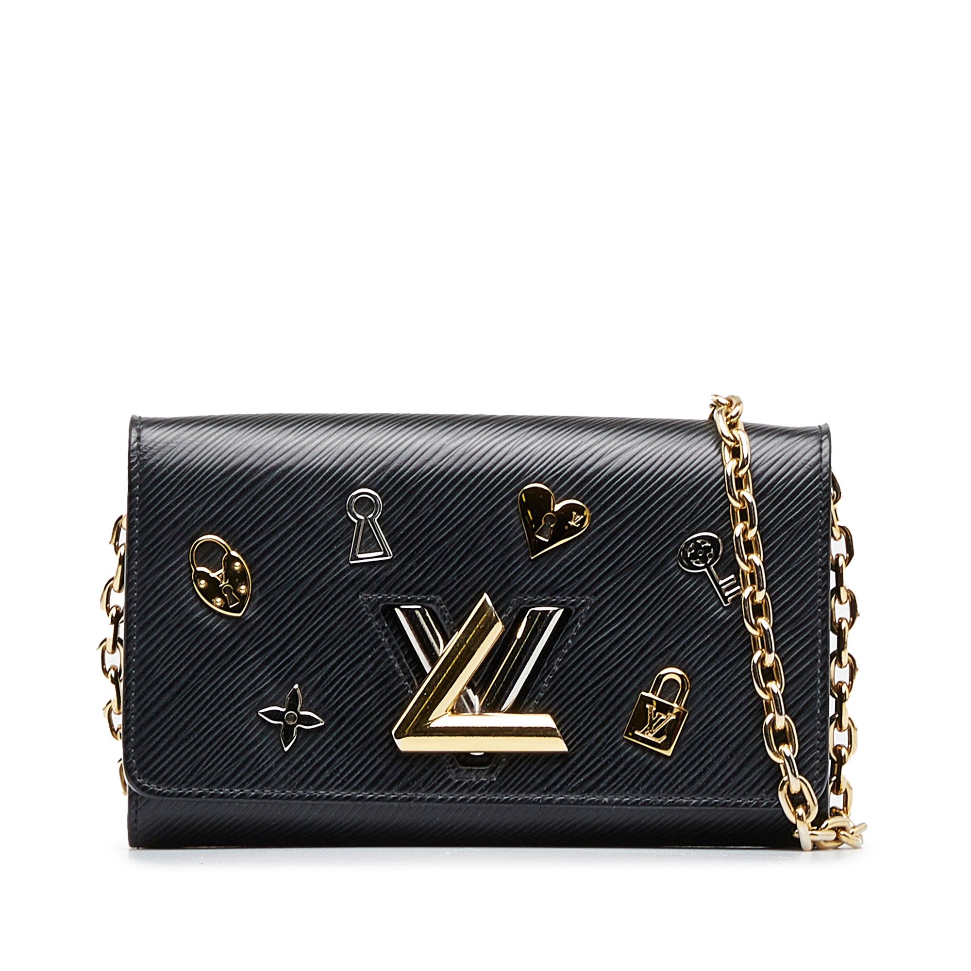 Black Louis Vuitton Epi Twist Love Lock Chain Wallet Crossbody Bag