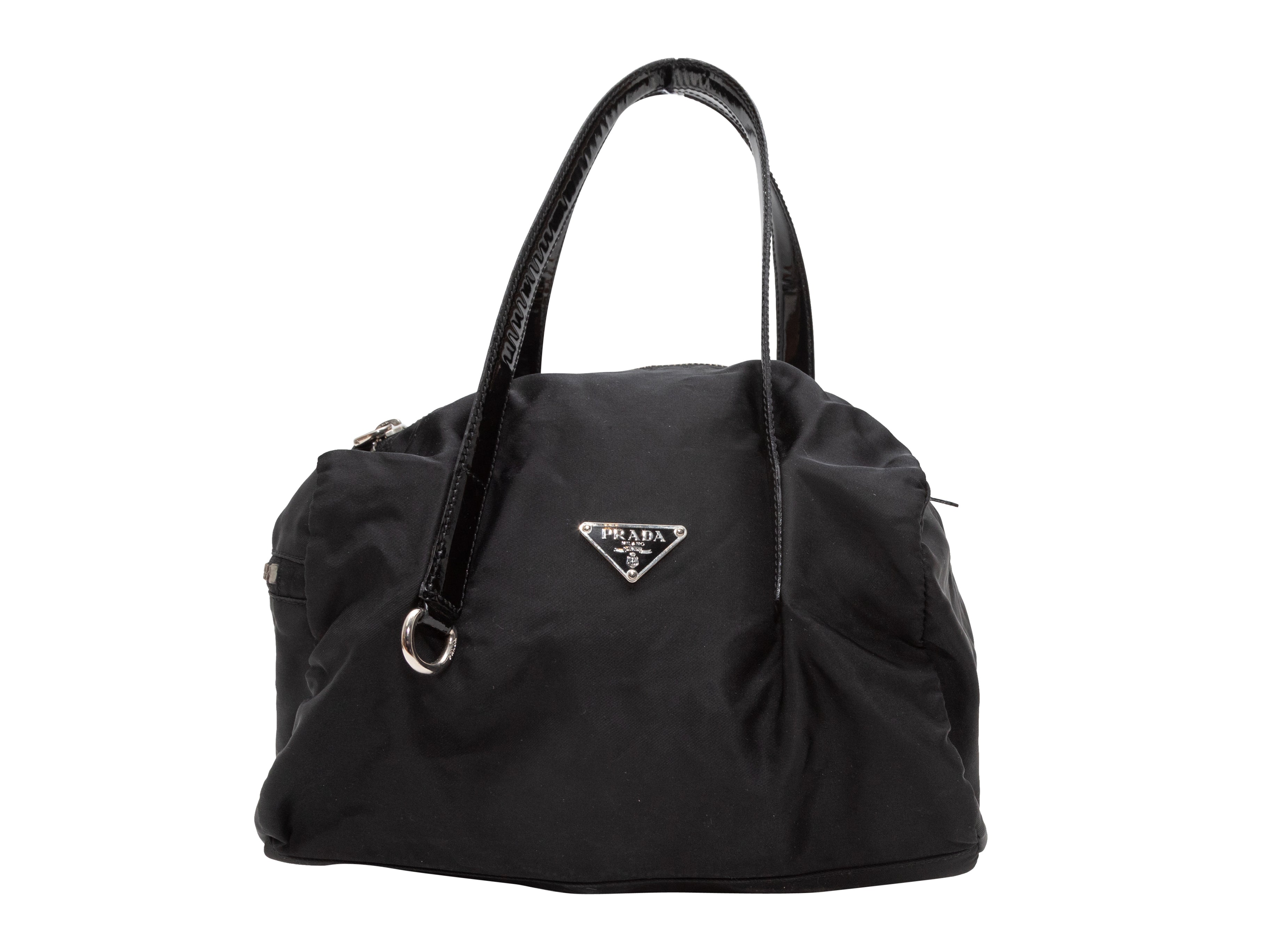 Prada, Bags, Prada Nylon Leather Tote Bag Nero Black