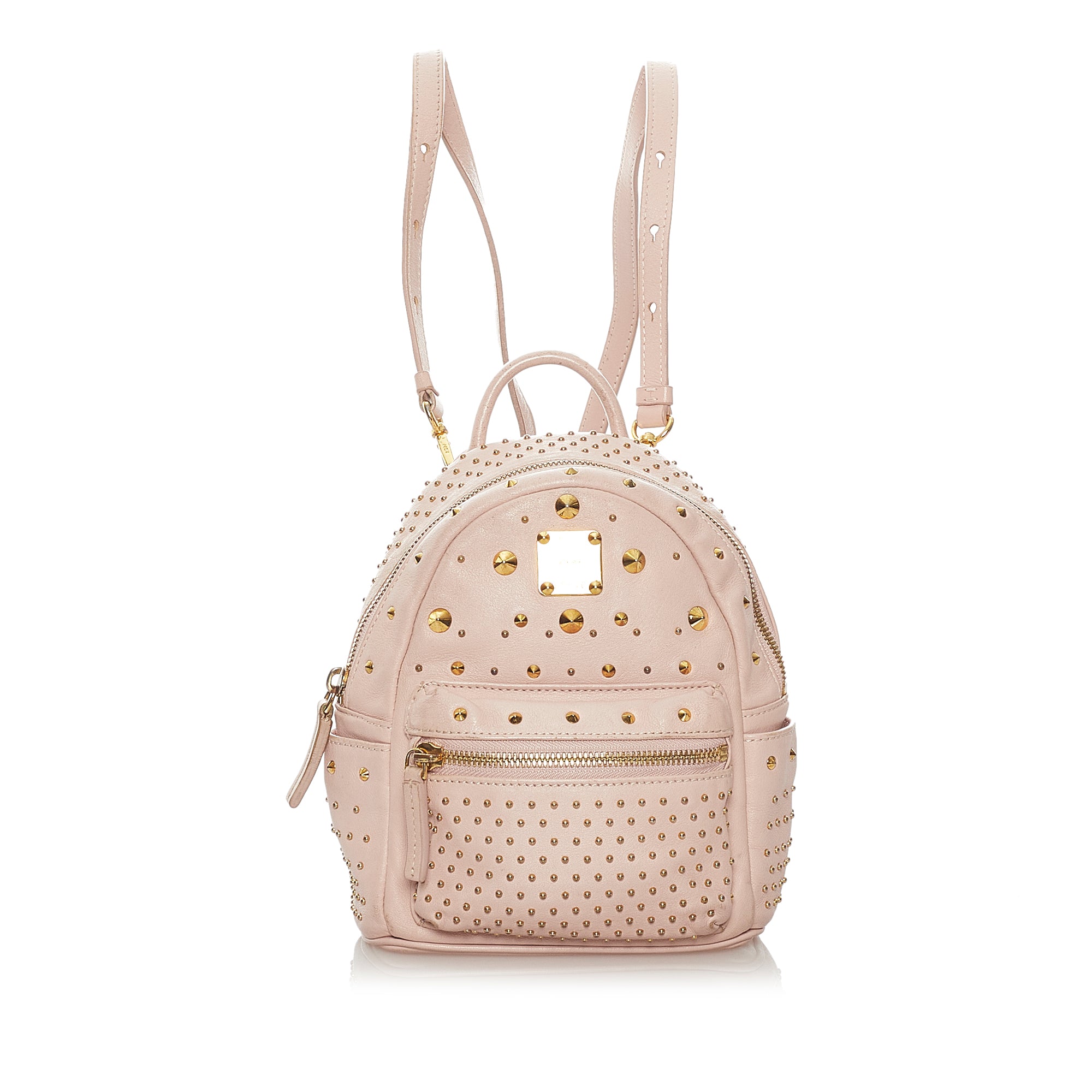MCM Pink Visetos Coated Canvas and Leather Mini Studded Stark-Bebe Boo Backpack  MCM