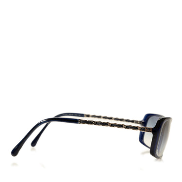 Blue Chanel Round Tinted Sunglasses - Designer Revival