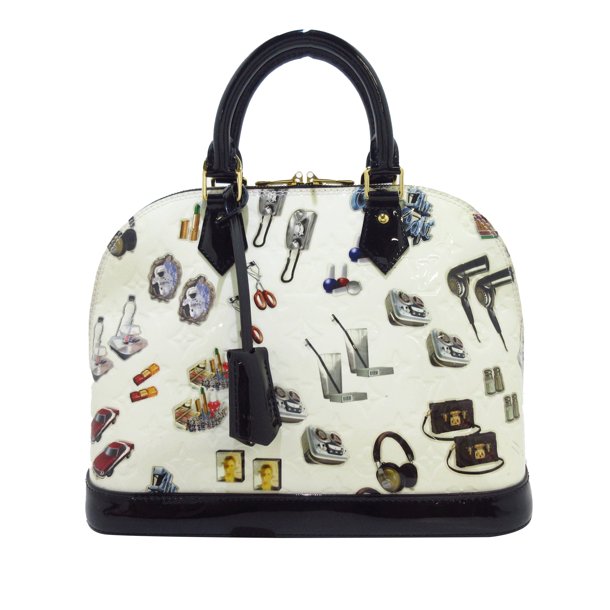 White Louis Vuitton Vernis Alma Sticker PM Handbag – Designer Revival
