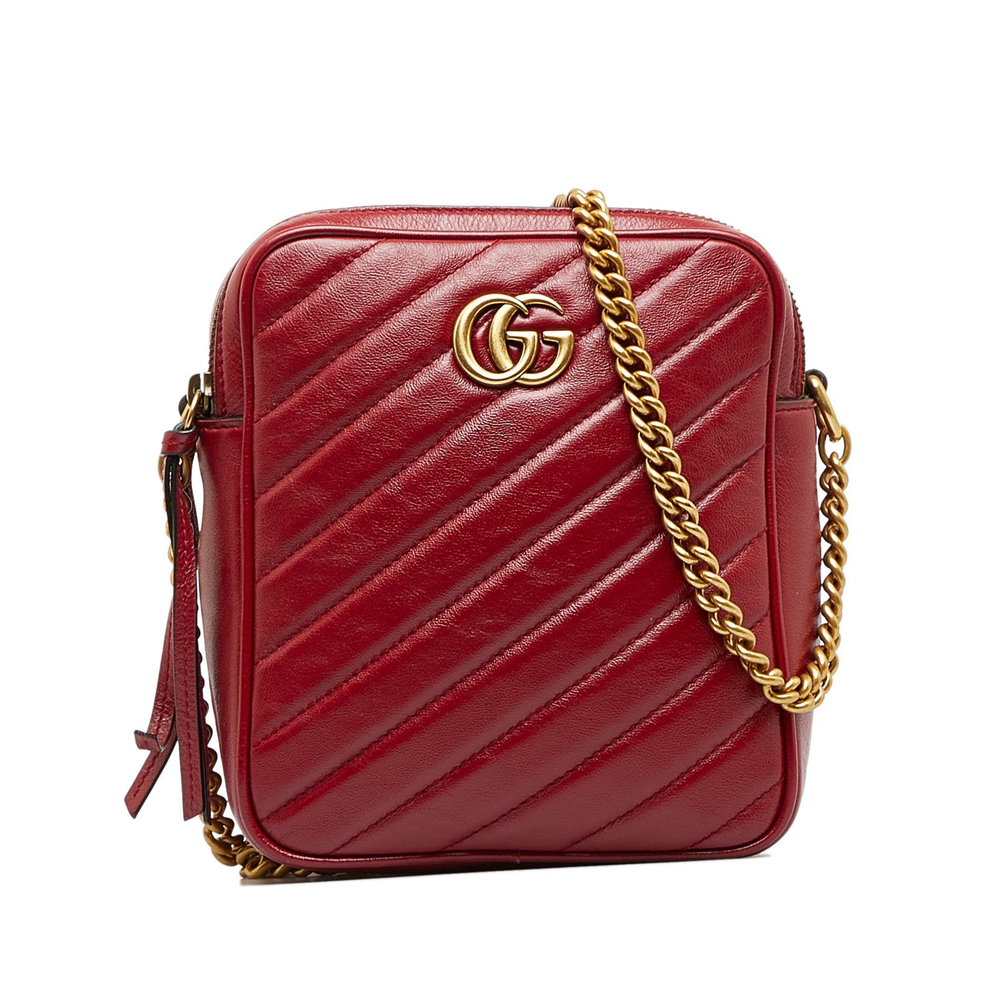 Gucci - Authenticated Marmont Wallet - Leather Burgundy Striped for Women, Never Worn, with Tag