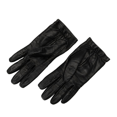 Black Chanel Lambskin CC Chain Link Gloves - Designer Revival
