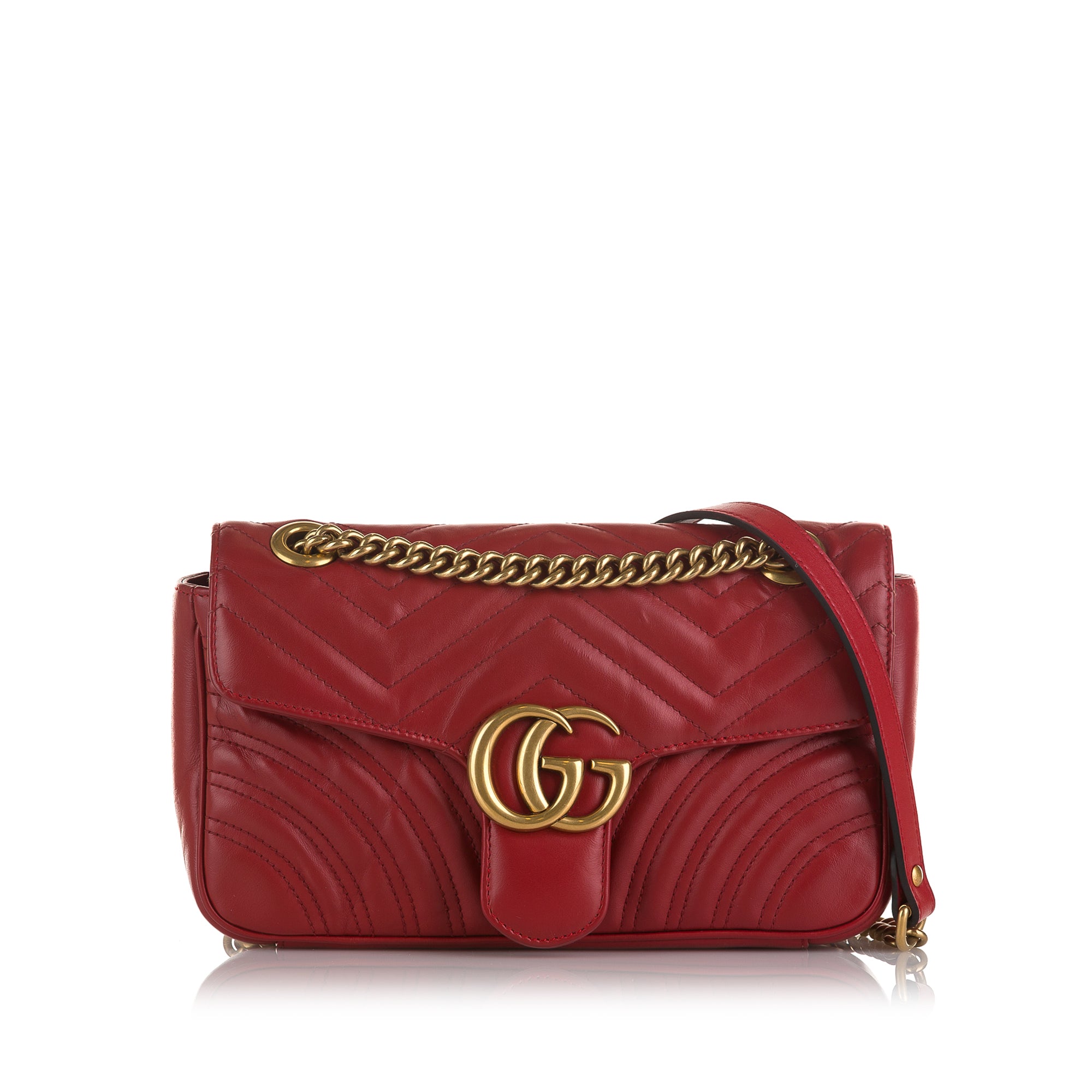 Gucci `Gg Marmont` Mini Bag in Red