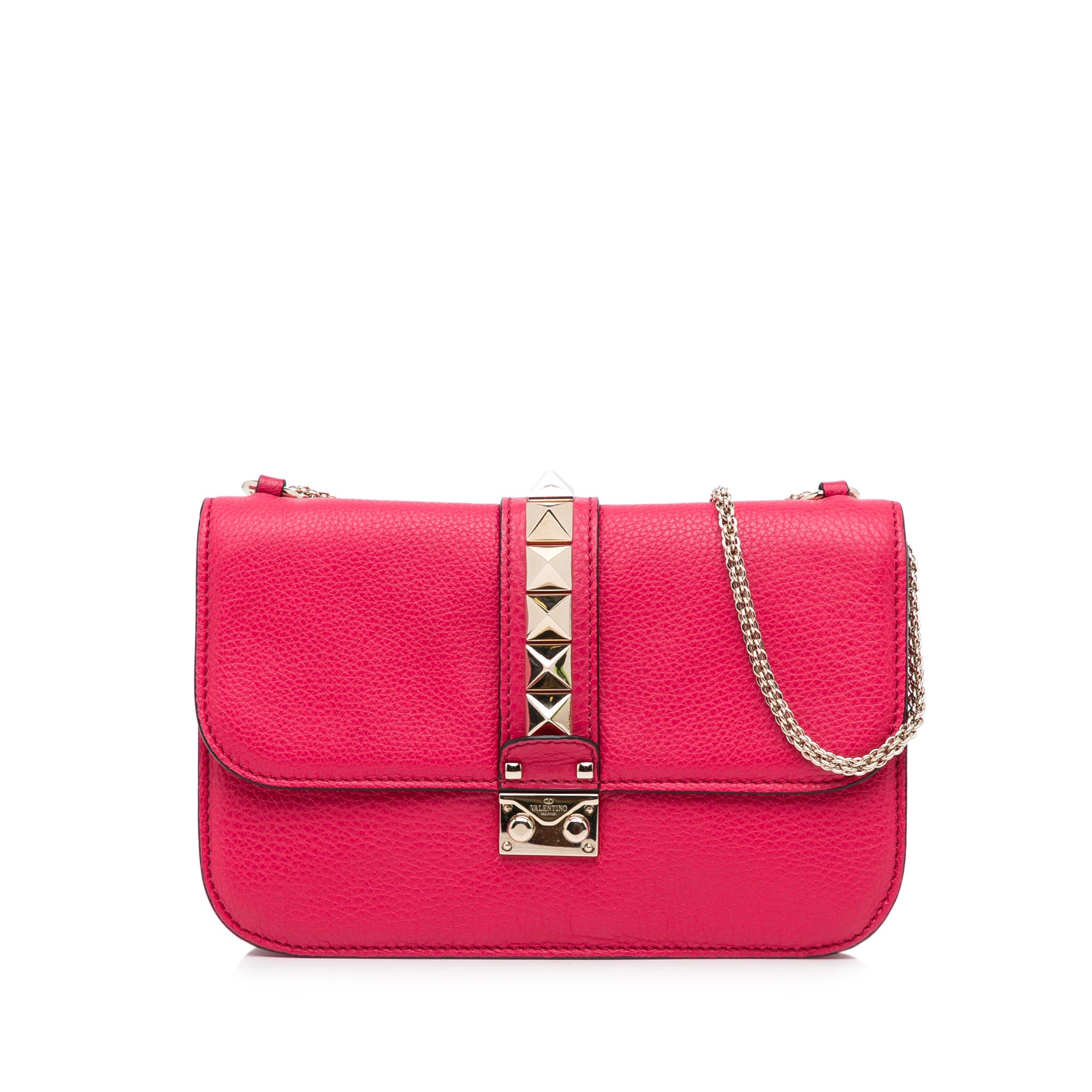 Rockstud Small Leather Shoulder Bag in Red - Valentino Garavani