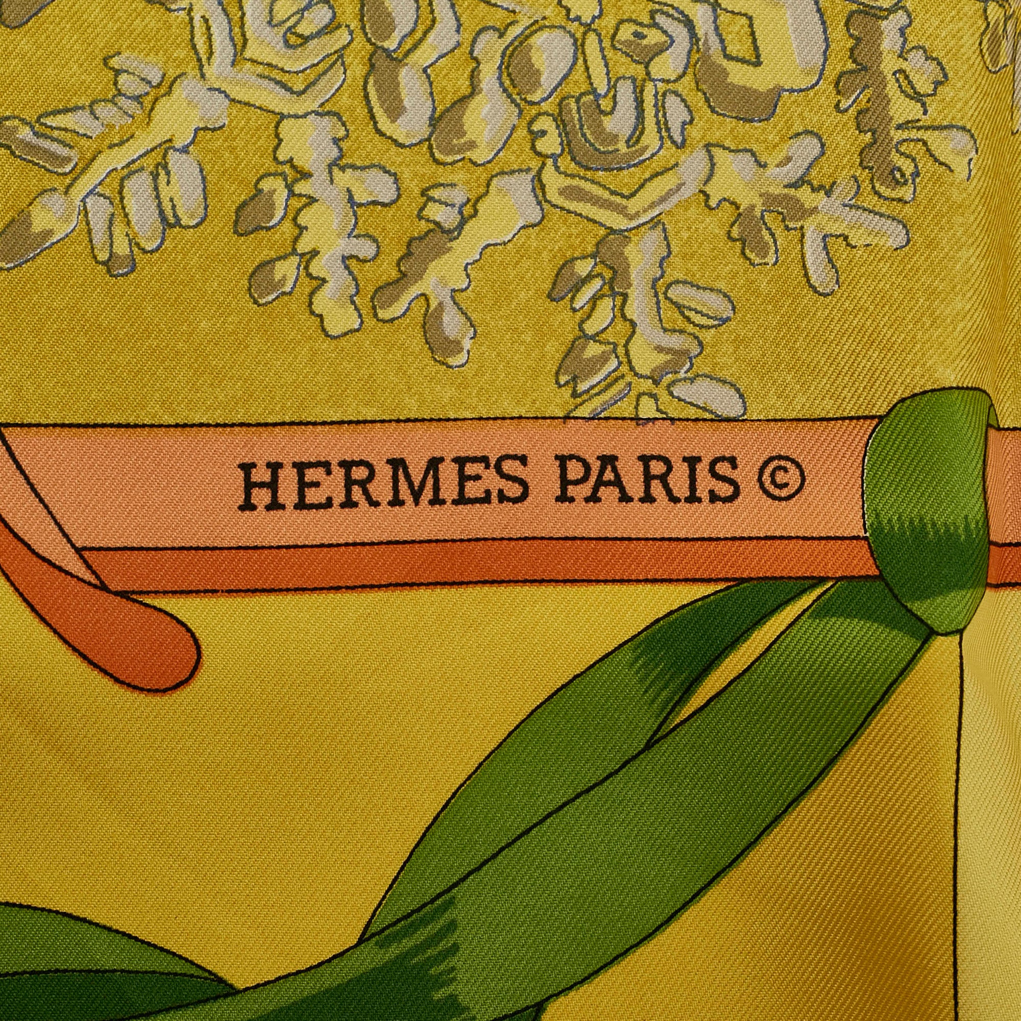 Yellow Hermes Neige dAntan Silk Scarf Scarves – Designer Revival