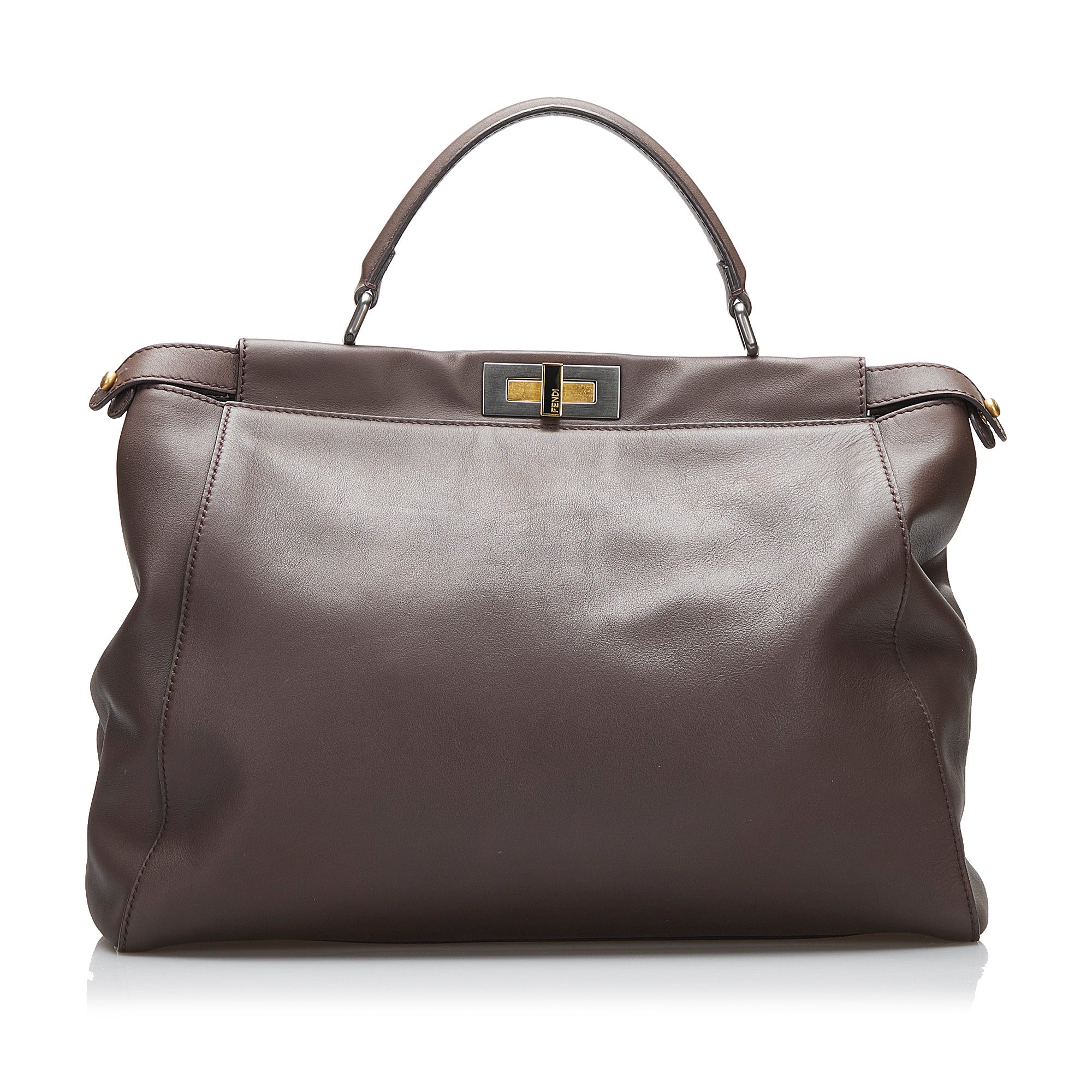 Fendi Tan Leather Large Peekaboo Top Handle Bag Fendi