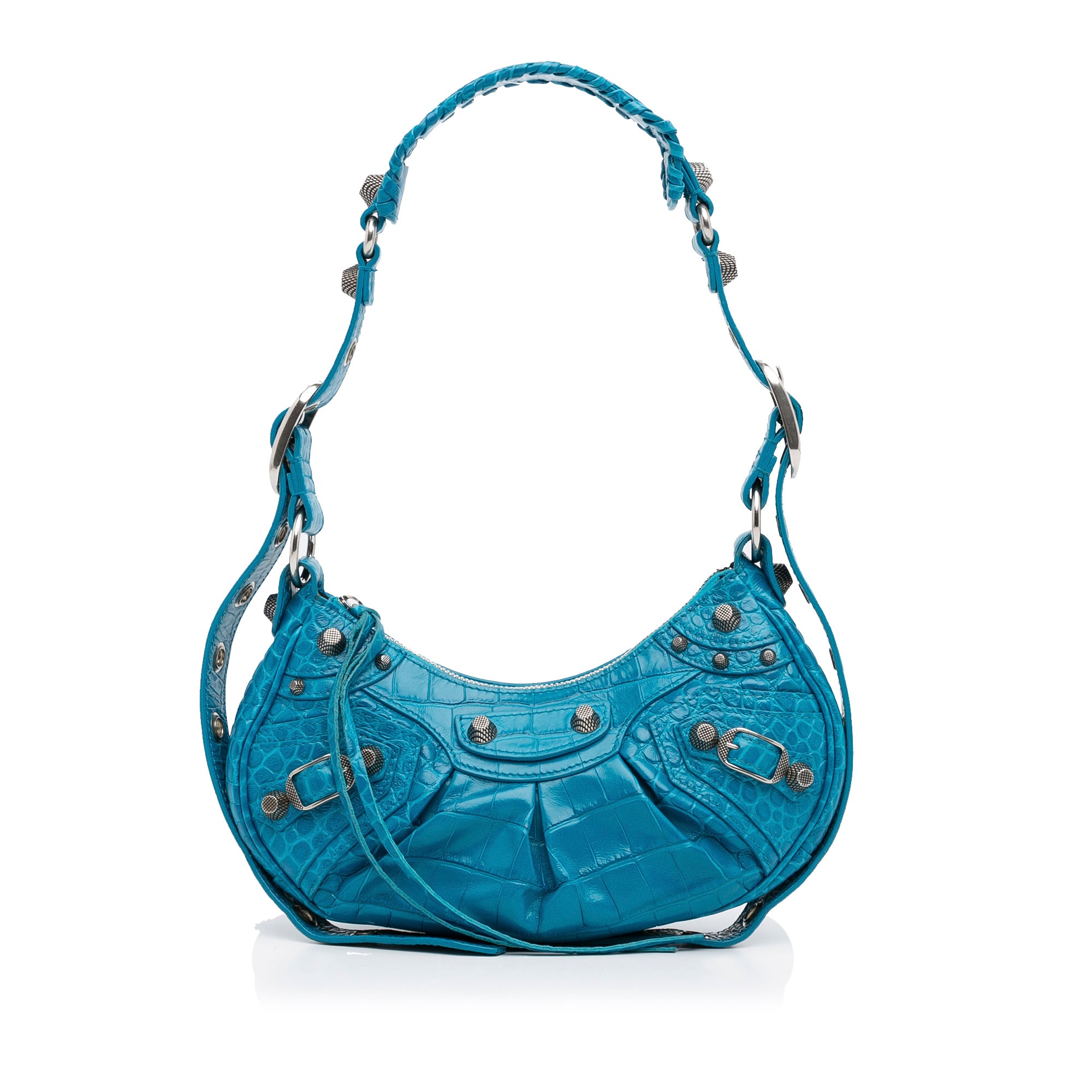 Balenciaga, Bags, Blue Balenciaga Crocodile Embossed Leather Xs Crpssbody  And Wallet