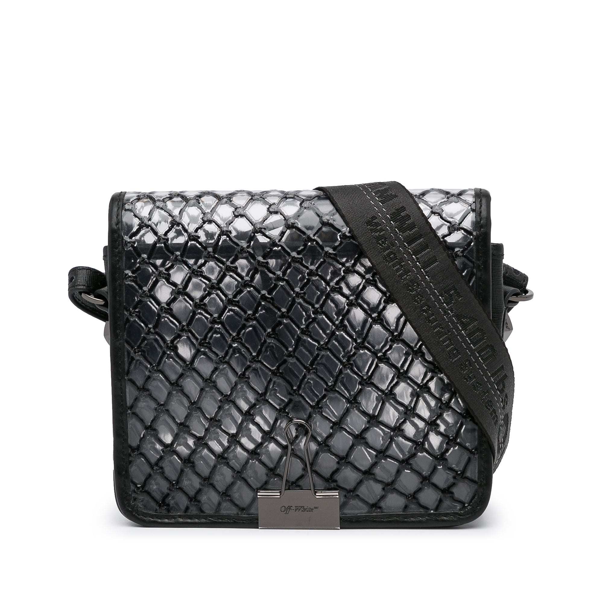 Sell Off-White Mini Clip Diagonal Bag with Industrial Strap - Black
