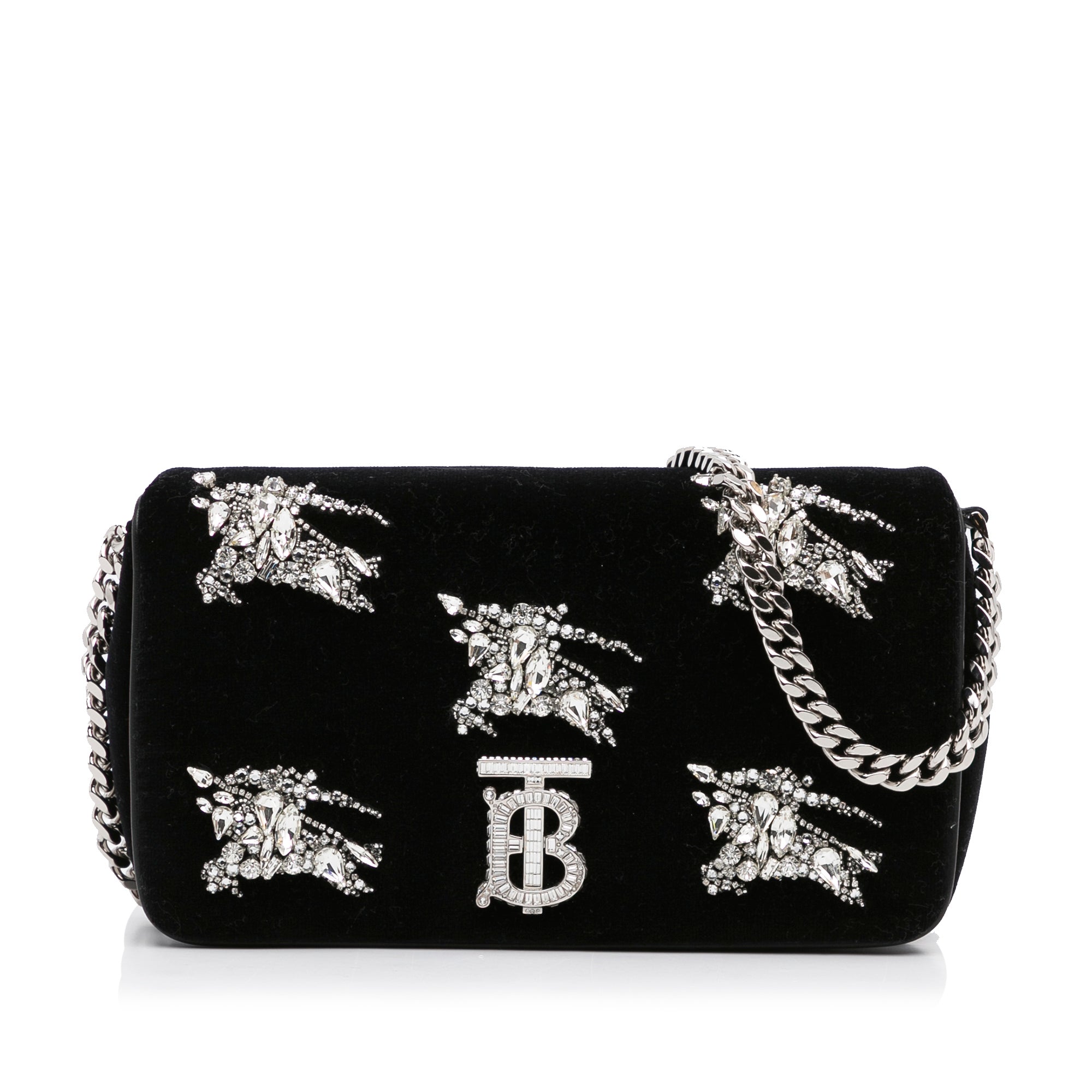 Burberry Lola Small Crystal-embellished Velvet Shoulder Bag