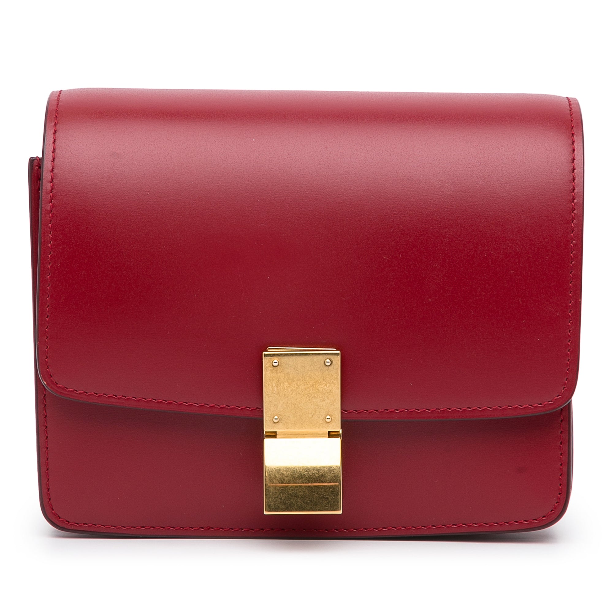 Small or Medium Size Red Leather Crossbody Bag Red Rectangle 