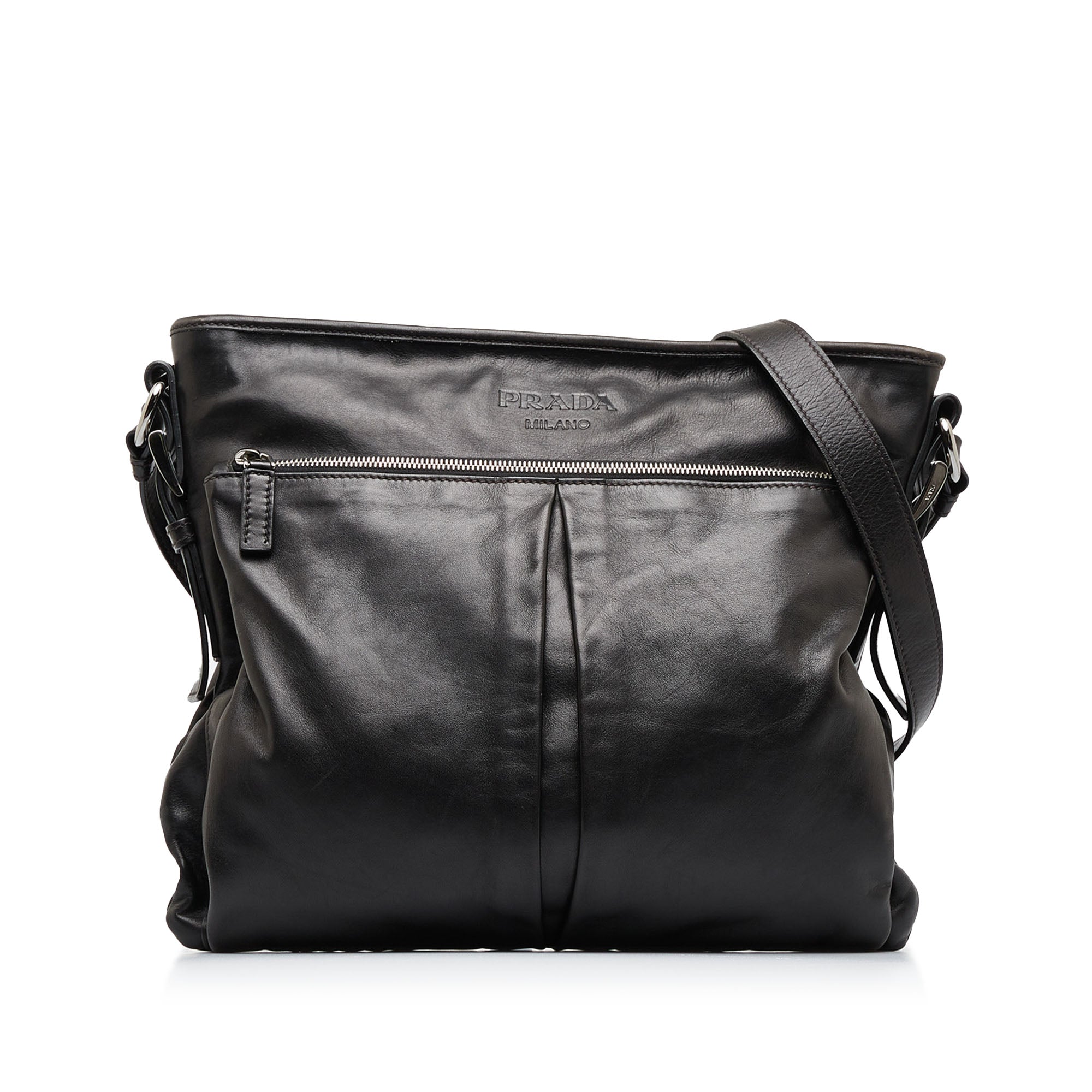 Black Prada Leather Crossbody Bag – Designer Revival