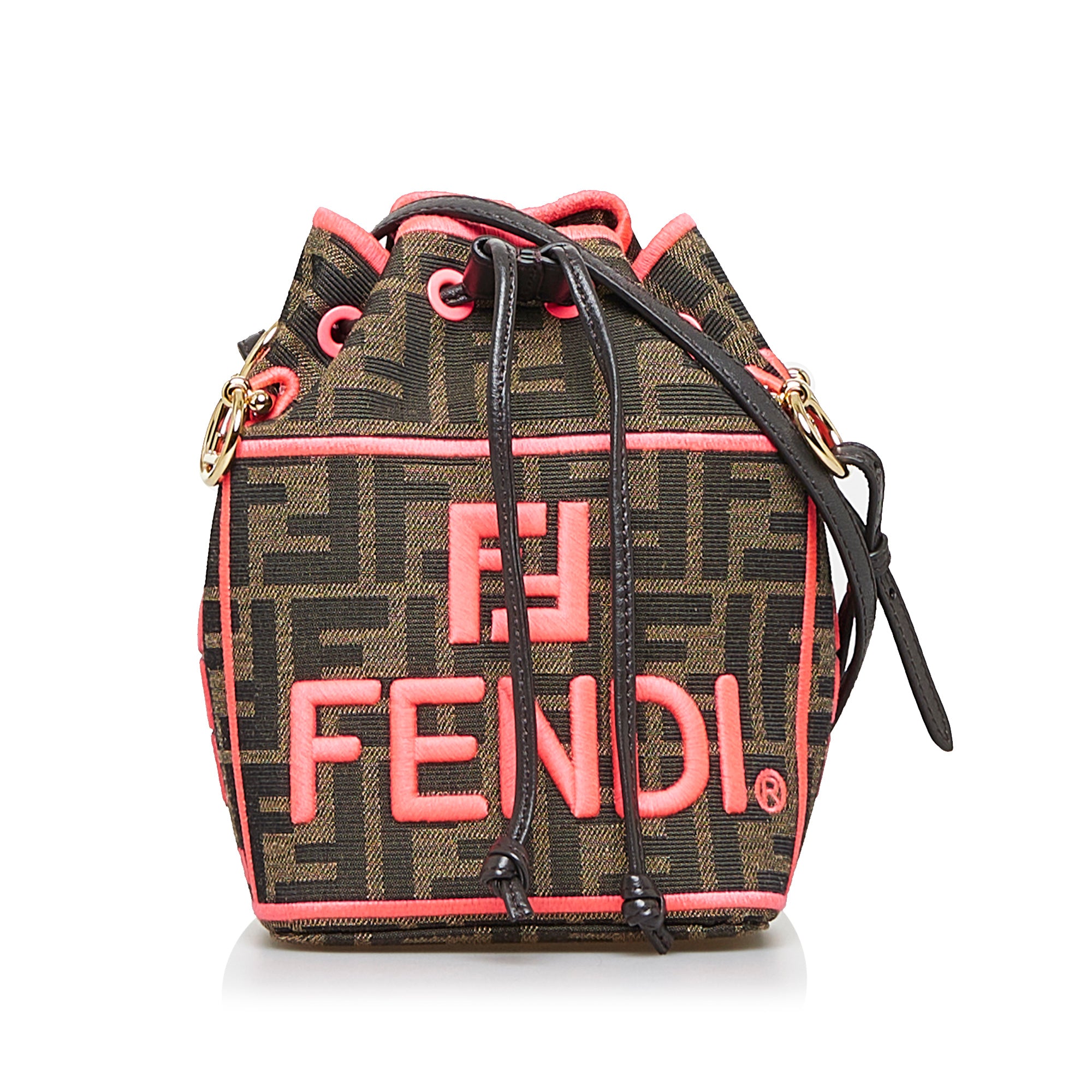 Fendi Mon Tresor Mini FF Canvas Bucket Bag (Bucket Bags)