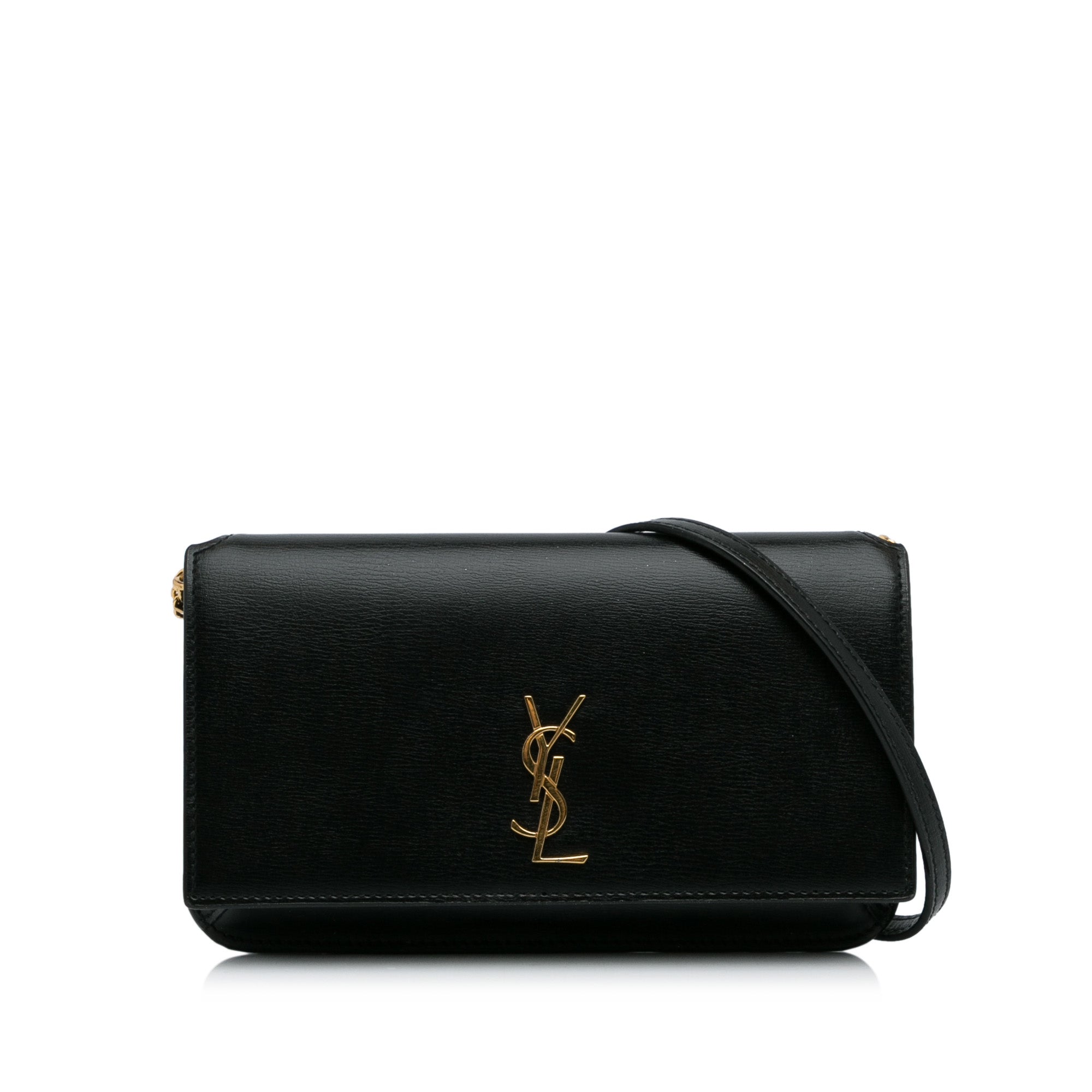 Black Saint Laurent Monogram Cassandre Phone Holder Crossbody Bag –  Designer Revival
