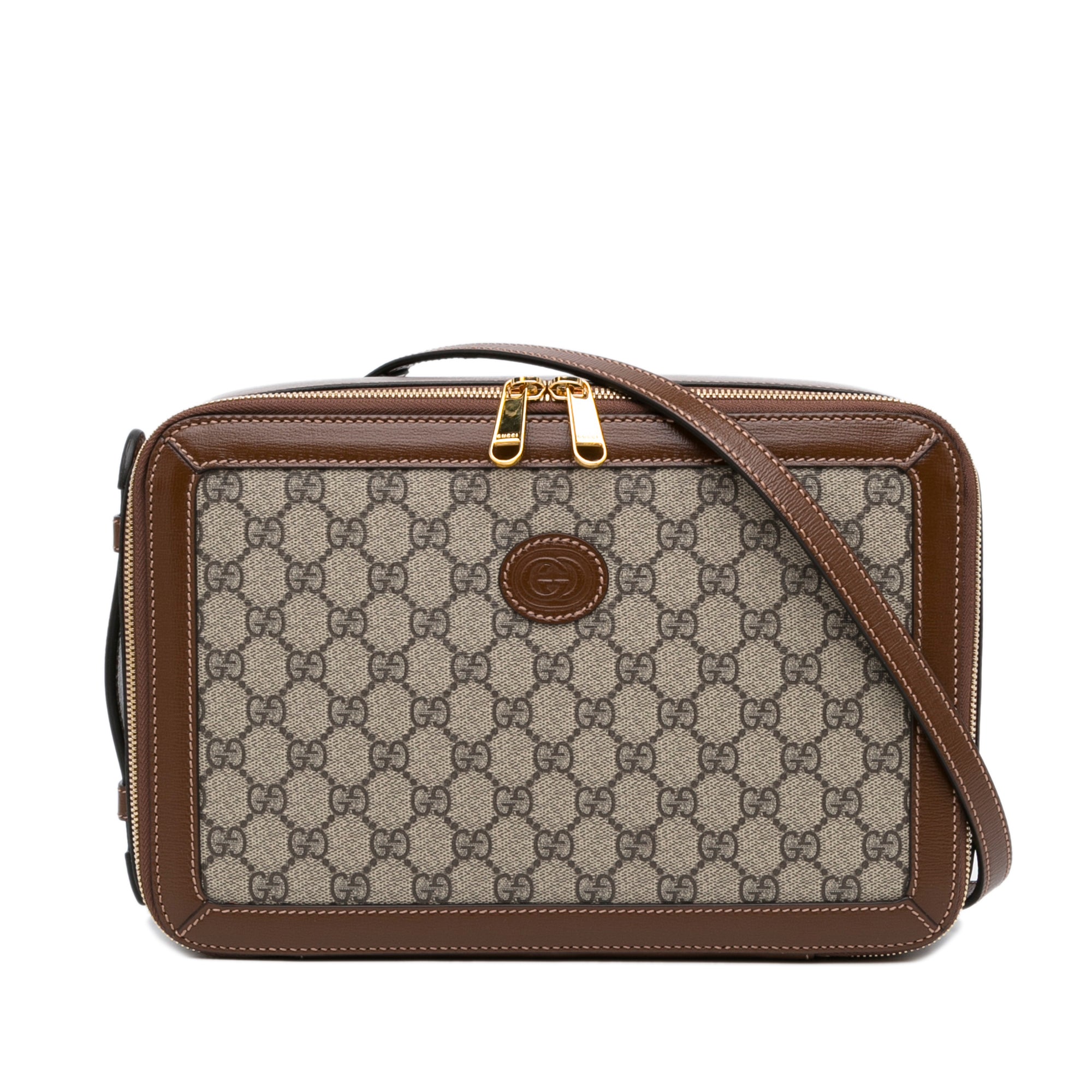 GUCCI Ophidia GG Supreme Coated Canvas Brown Leather Small