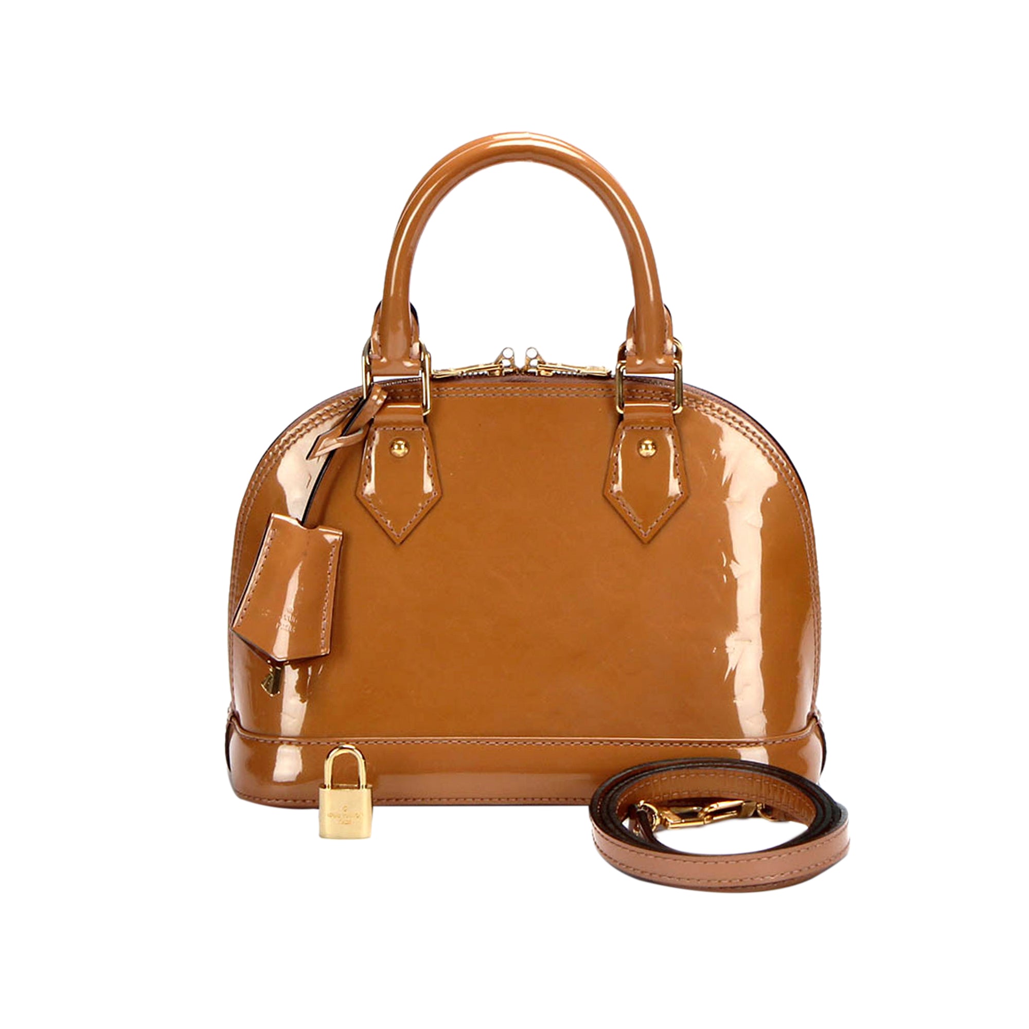 LOUIS VUITTON Authentic Women's Epi Alma Hand Bag Round Zipper Brown  Leather
