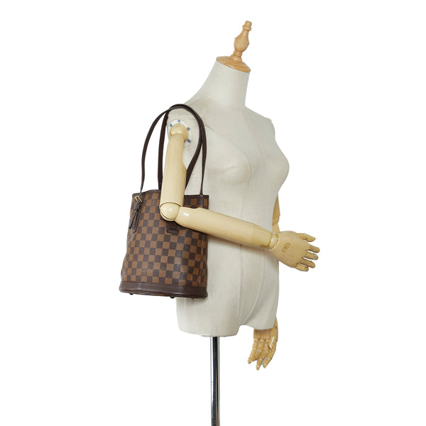 Louis Vuitton Damier Ebene Canvas Leather Marais Bucket Bag