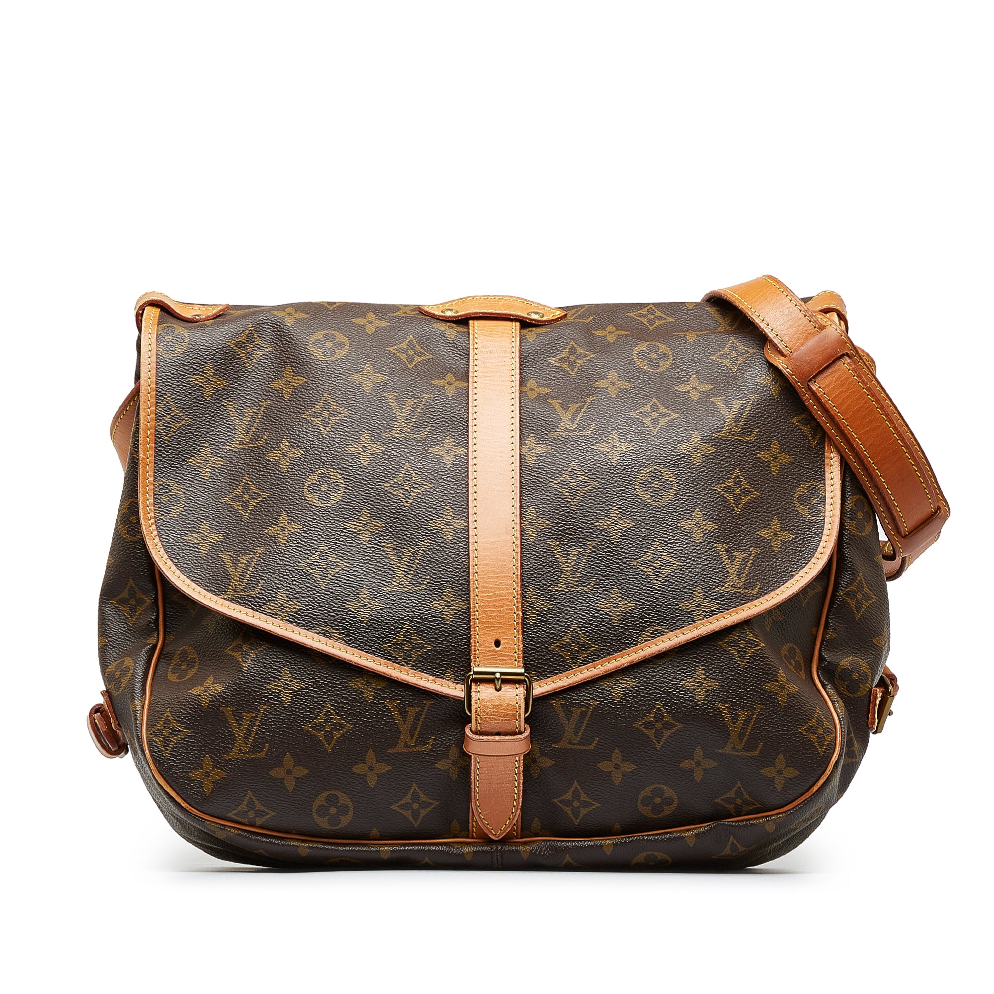 Louis+Vuitton+Saumur+Shoulder+Bag+35+Brown+Canvas for sale online