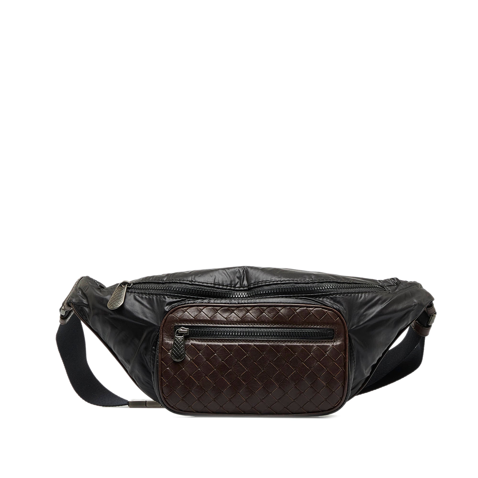 BOTTEGA VENETA Intrecciato Leather Sling Bag Black_Bottega