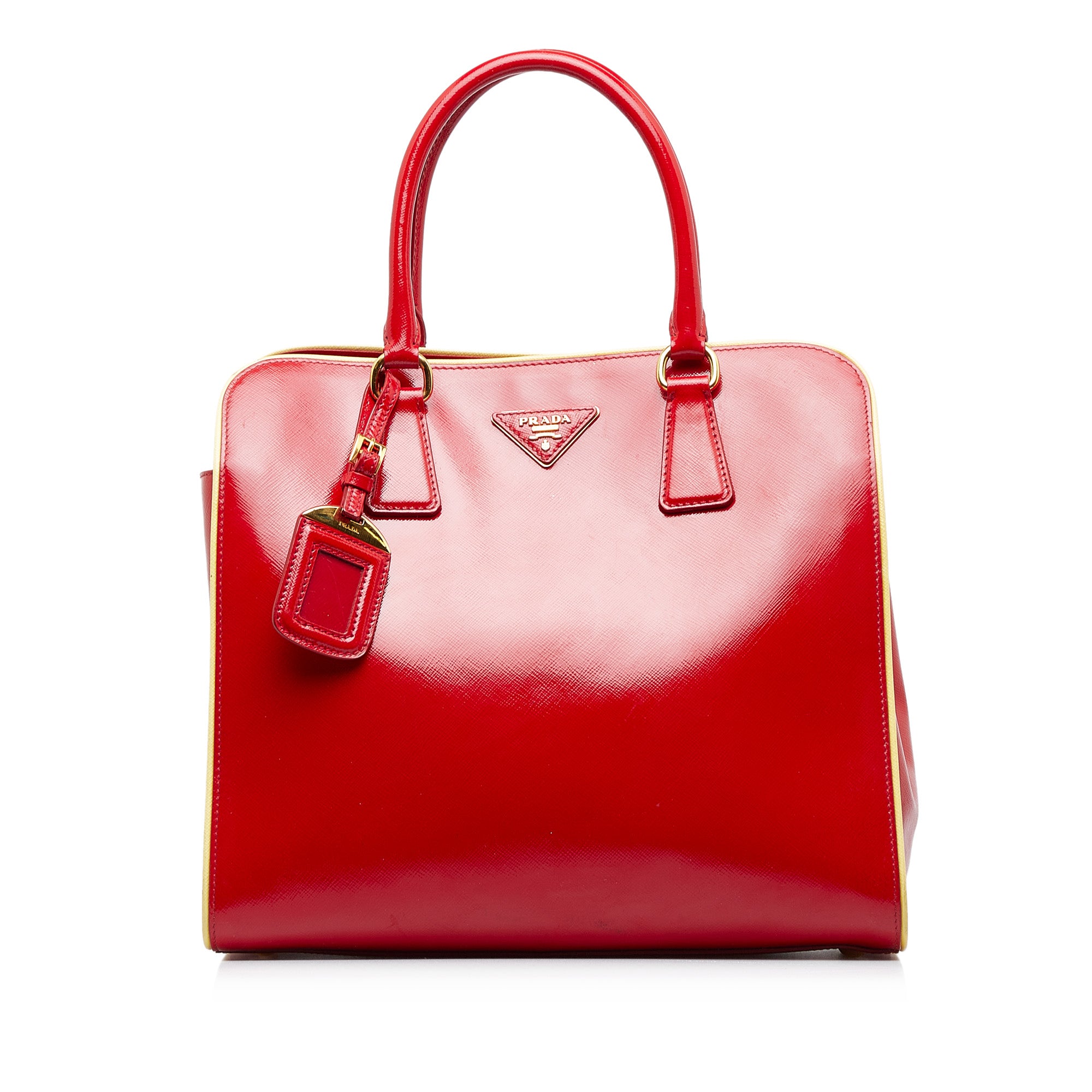 red pink prada leather handbag