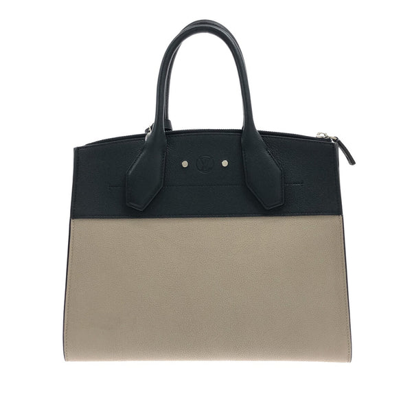 Louis Vuitton Noir/Galet Grained Leather City Steamer MM Bag