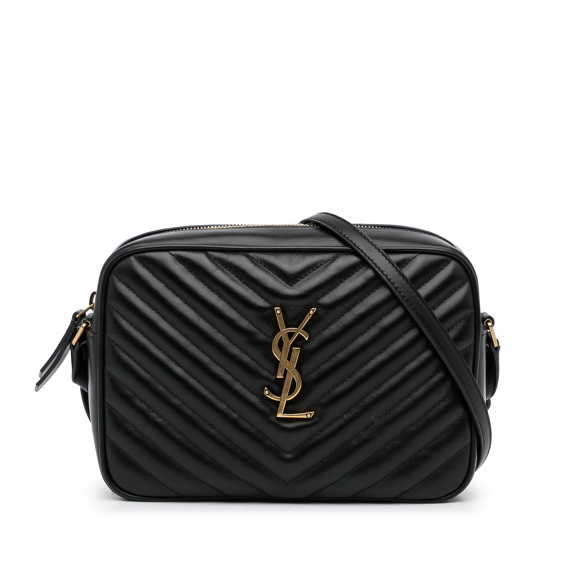 Saint Laurent Black Smooth Leather Lou Camera Bag