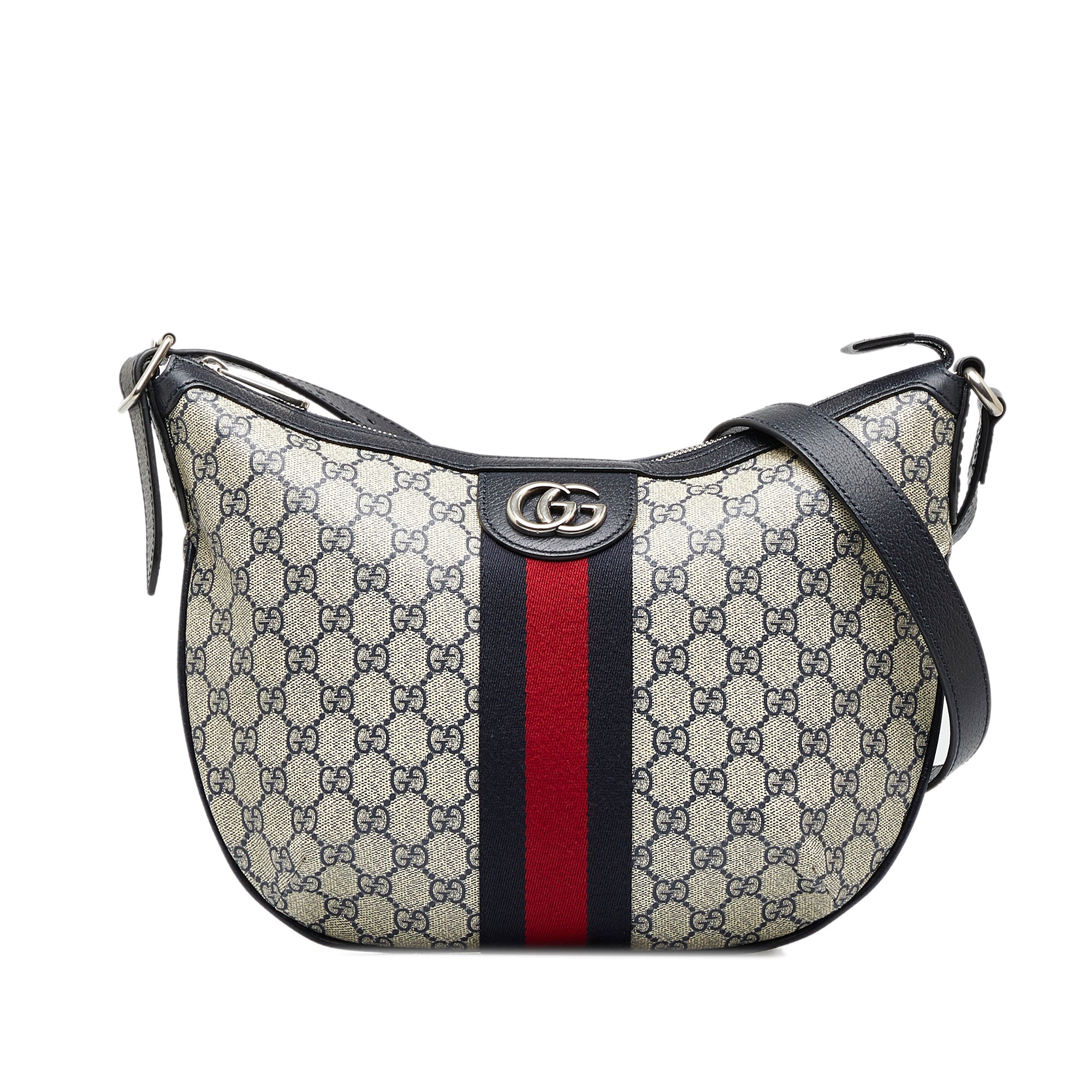 Gray Gucci Small GG Supreme Web Ophidia Half Moon Crossbody Bag – Designer  Revival