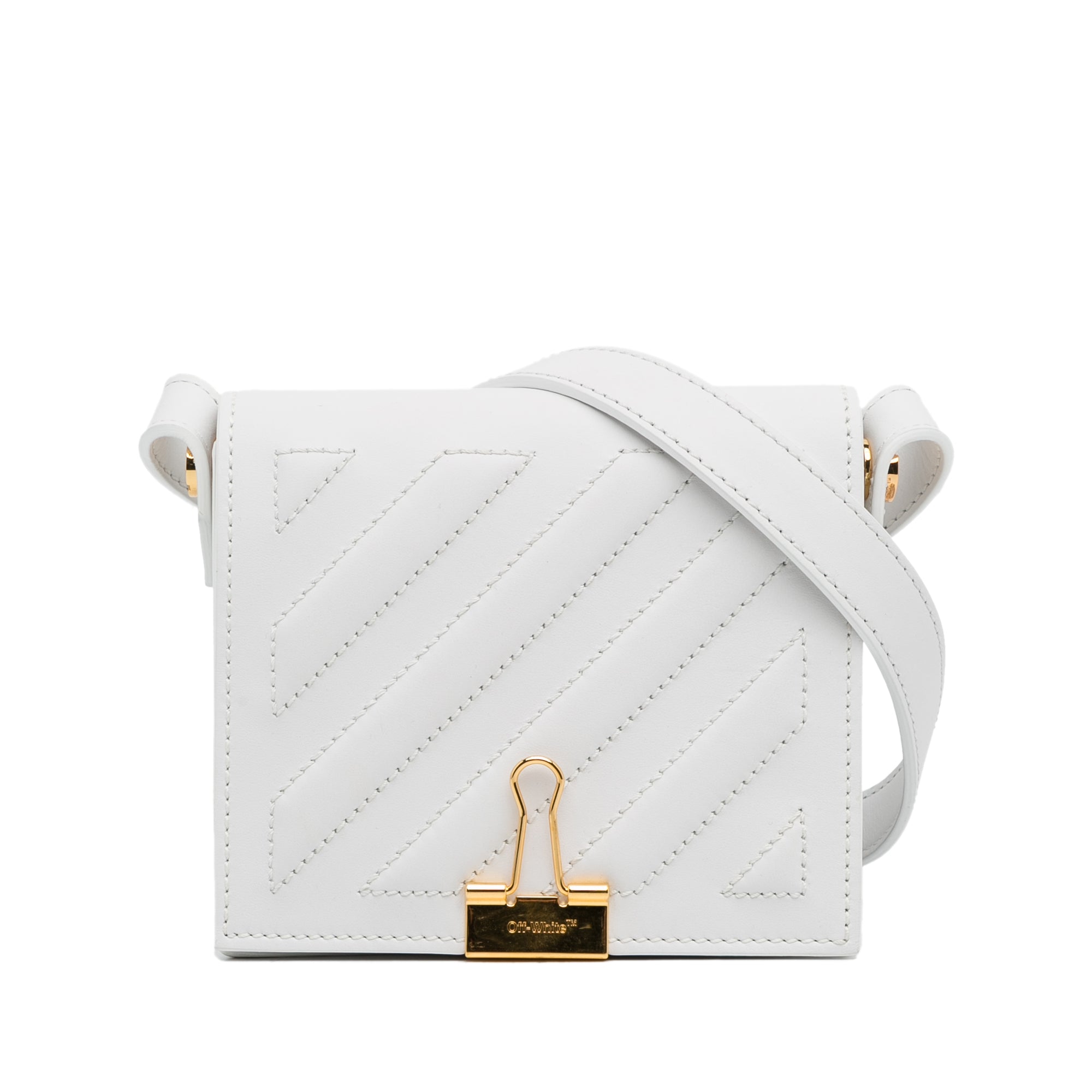 Off-White Binder Striped Flap Crossbody Bag