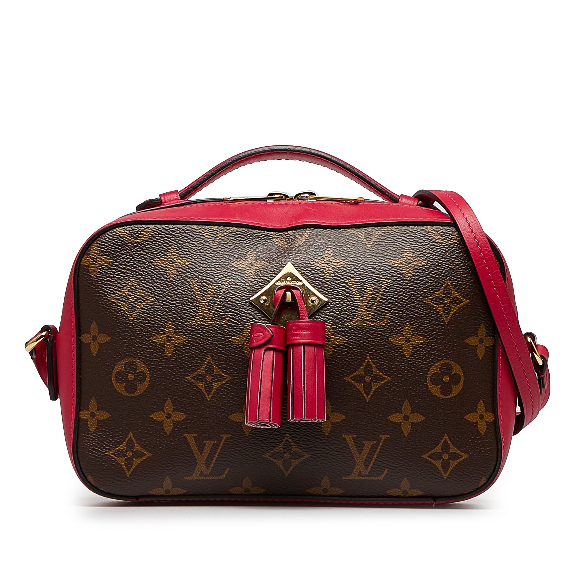 Louis Vuitton Red Leather & Monogram Canvas Saintonge