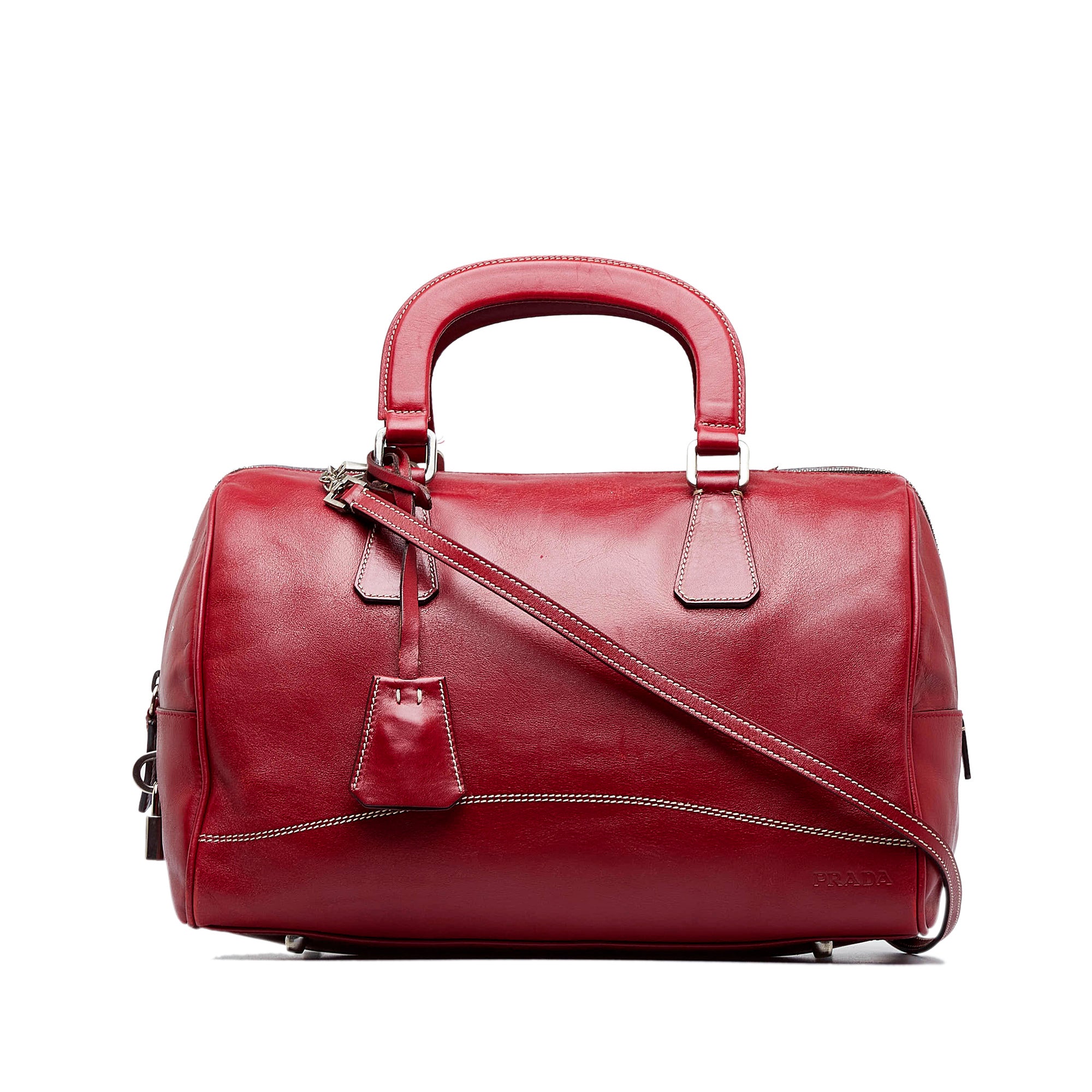 Red Prada Leather Satchel – Designer Revival
