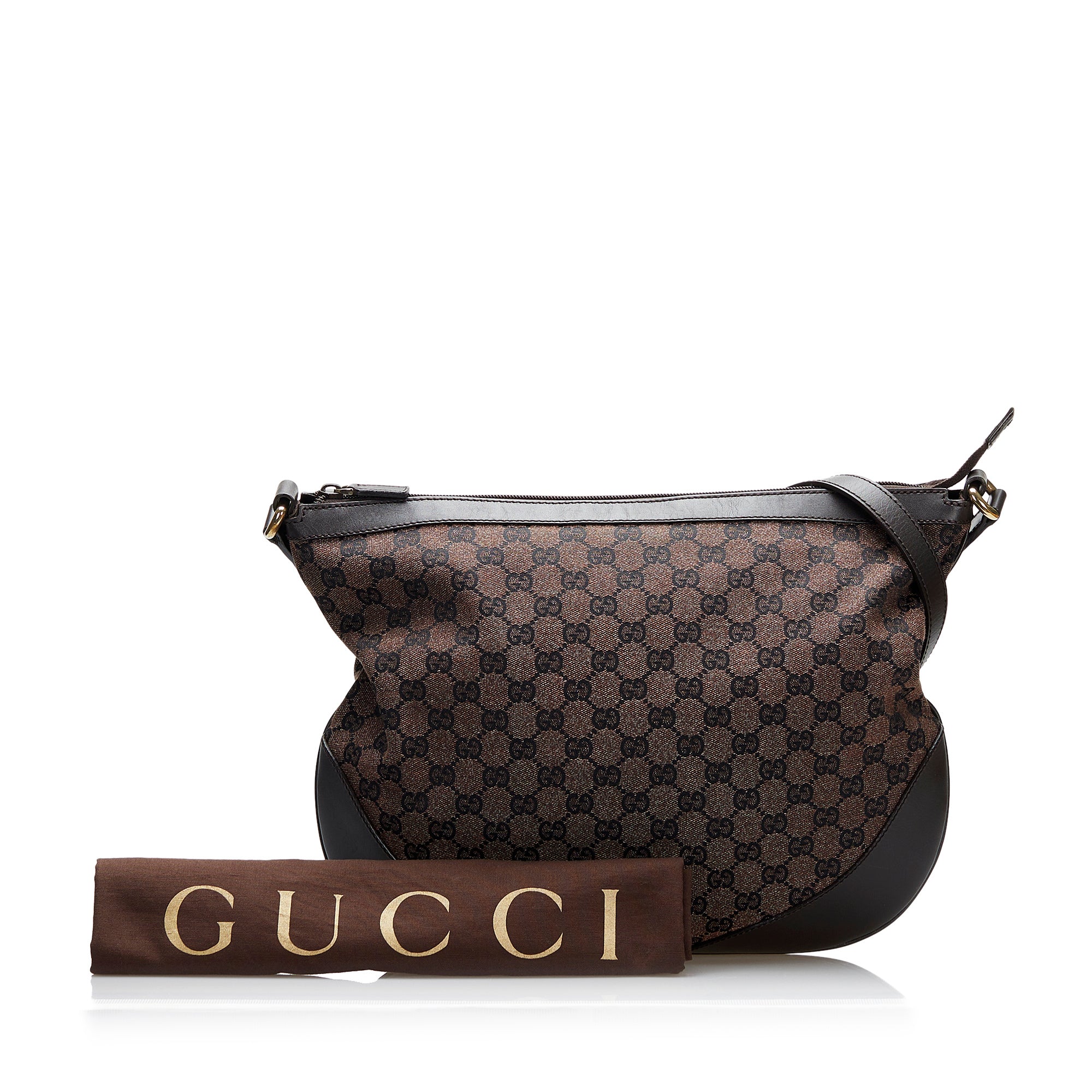Gucci GG Canvas Half Moon Pochette Brown Cloth ref.753649 - Joli Closet