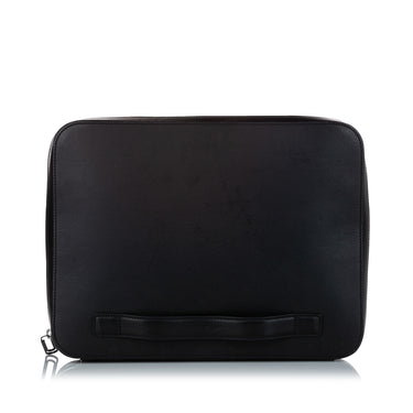 Black Off White Binder Clip Leather Clutch Bag - Designer Revival