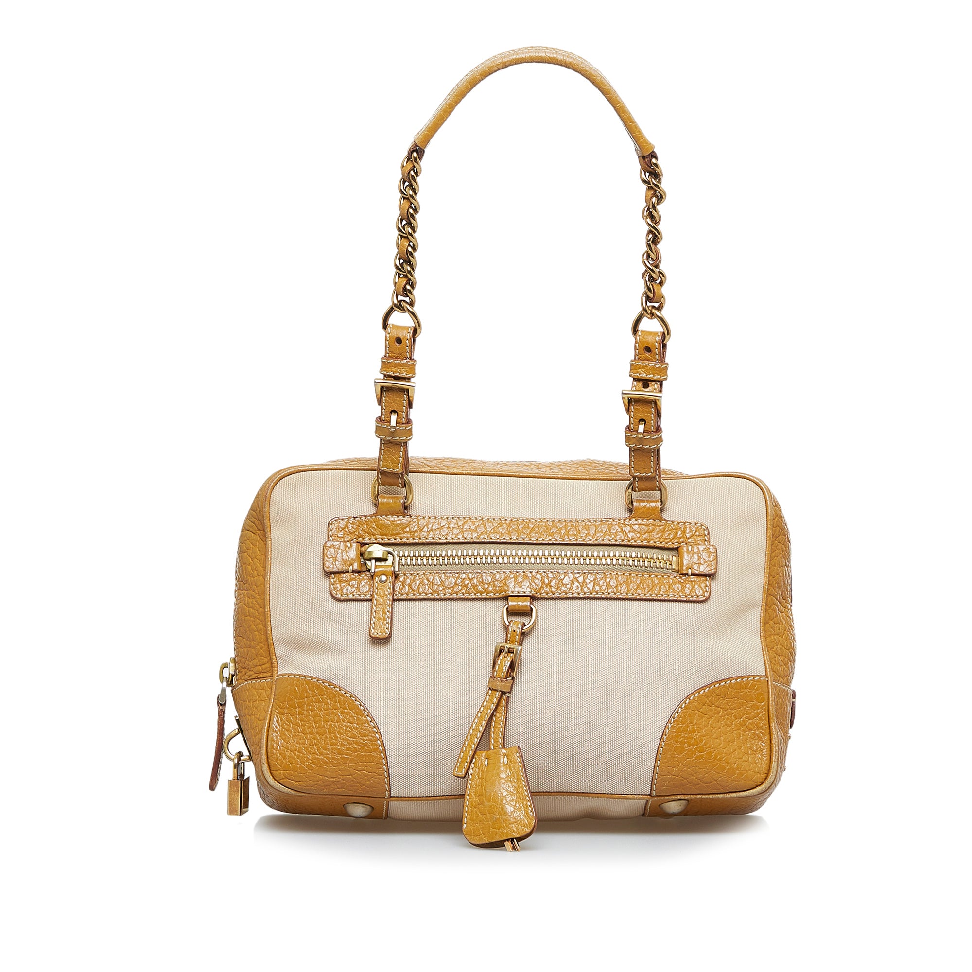 Beige Prada Canapa Shoulder Bag – Designer Revival