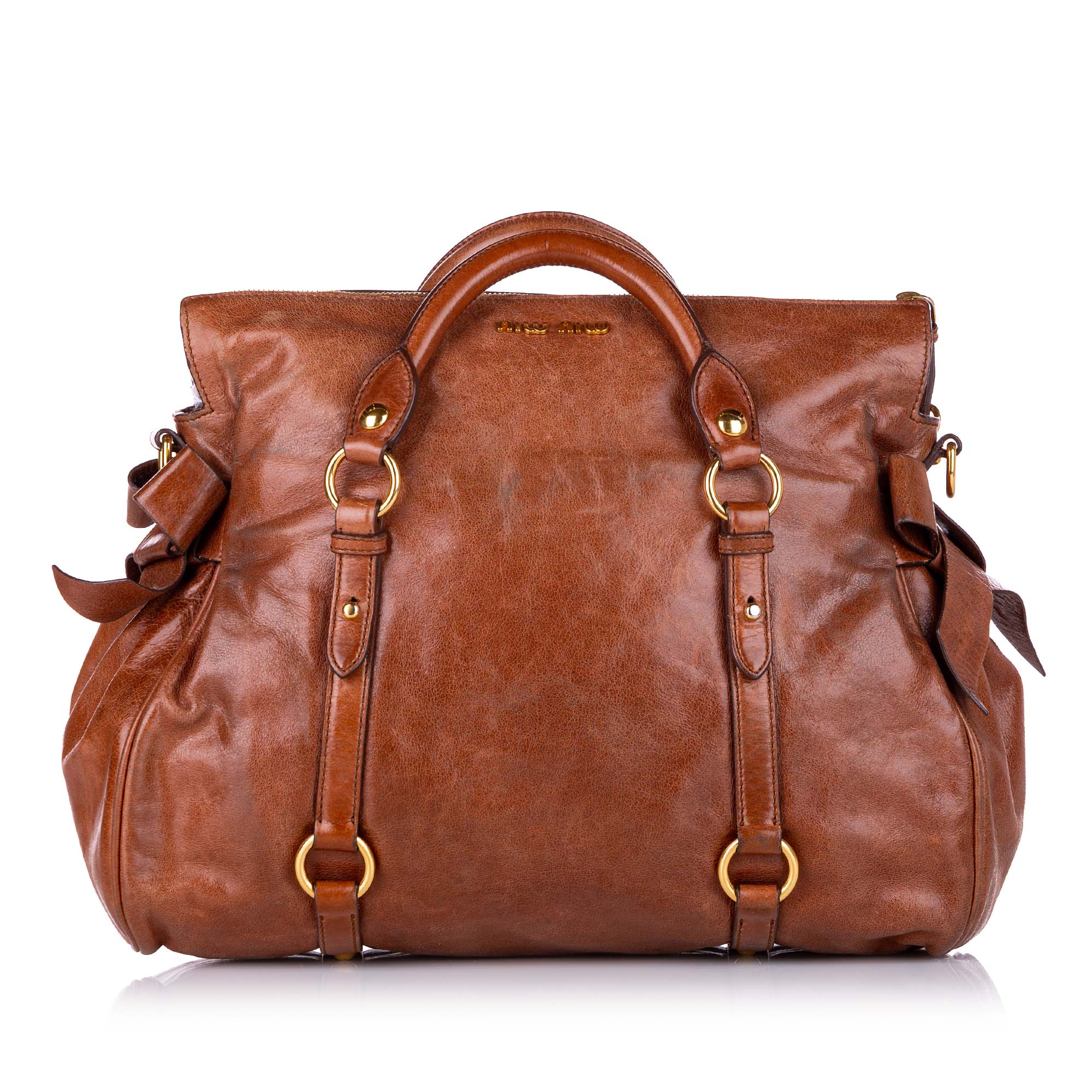 Miu Miu - Authenticated Bow Bag Handbag - Leather Black for Women, Very Good Condition