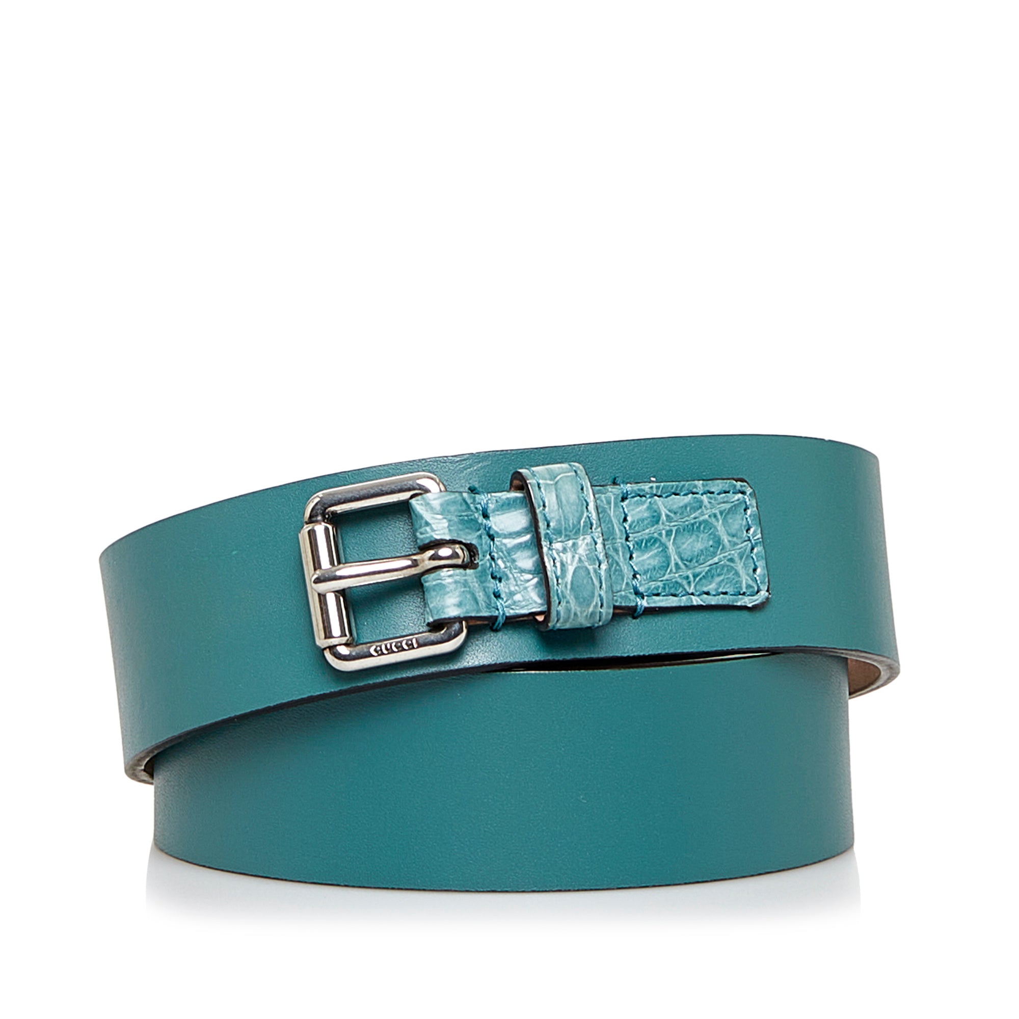 Blue Gucci Leather Belt