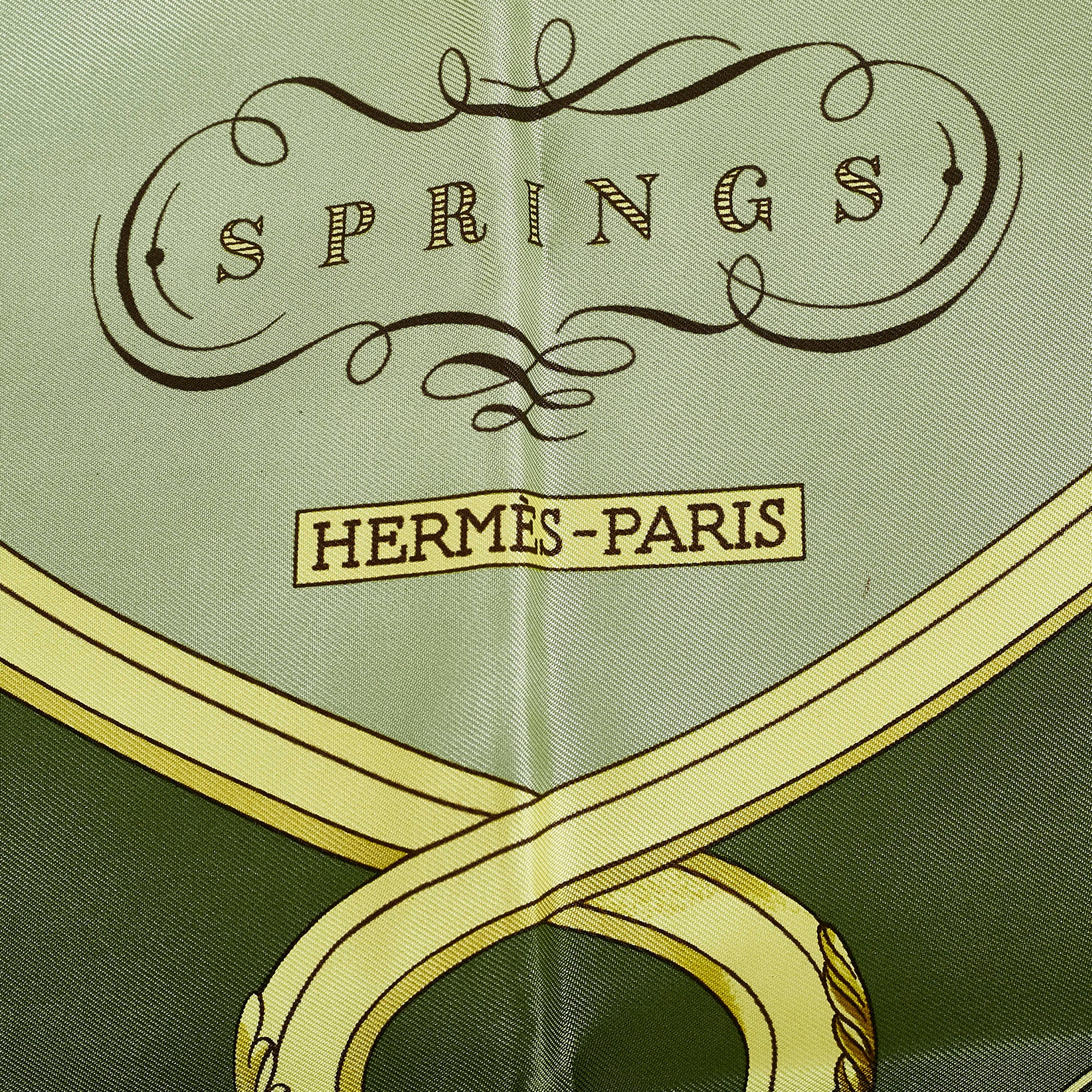 Hermès - Hermès Springs Springs Twilly Silk Scarf-Rose Red/Green