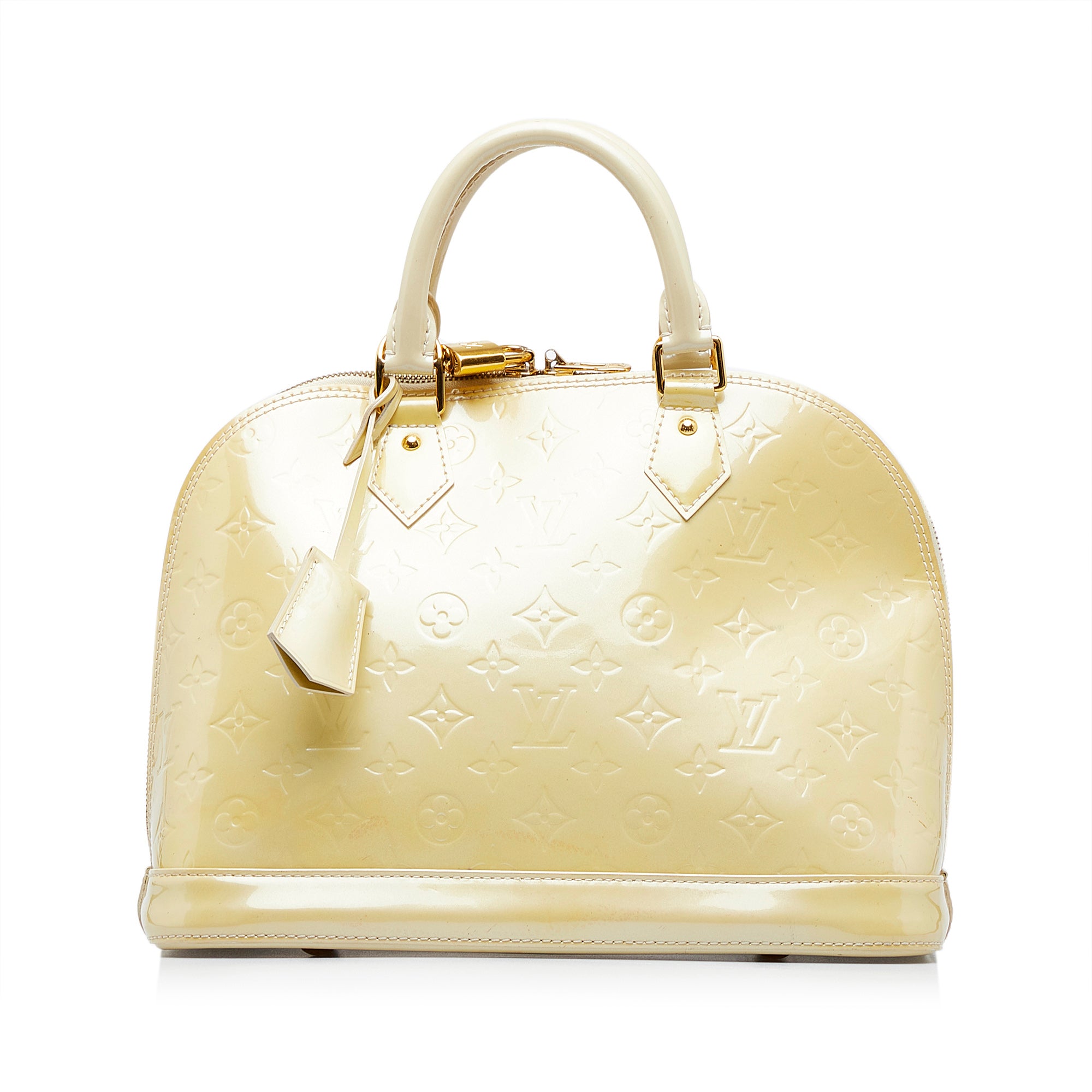 Louis Vuitton Yellow Monogram Vernis Alma PM Top Handle Bag Louis Vuitton