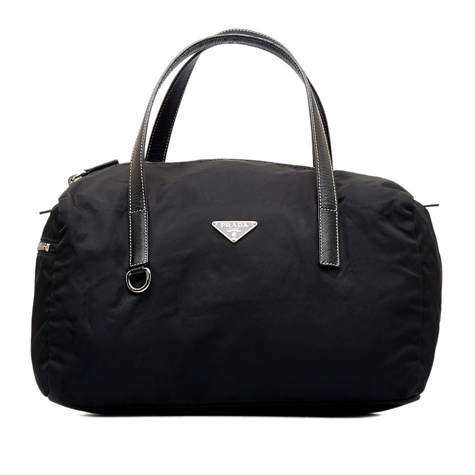 Prada Black Nylon Vintage Tessuto Top Handle Small Tote Bag – I