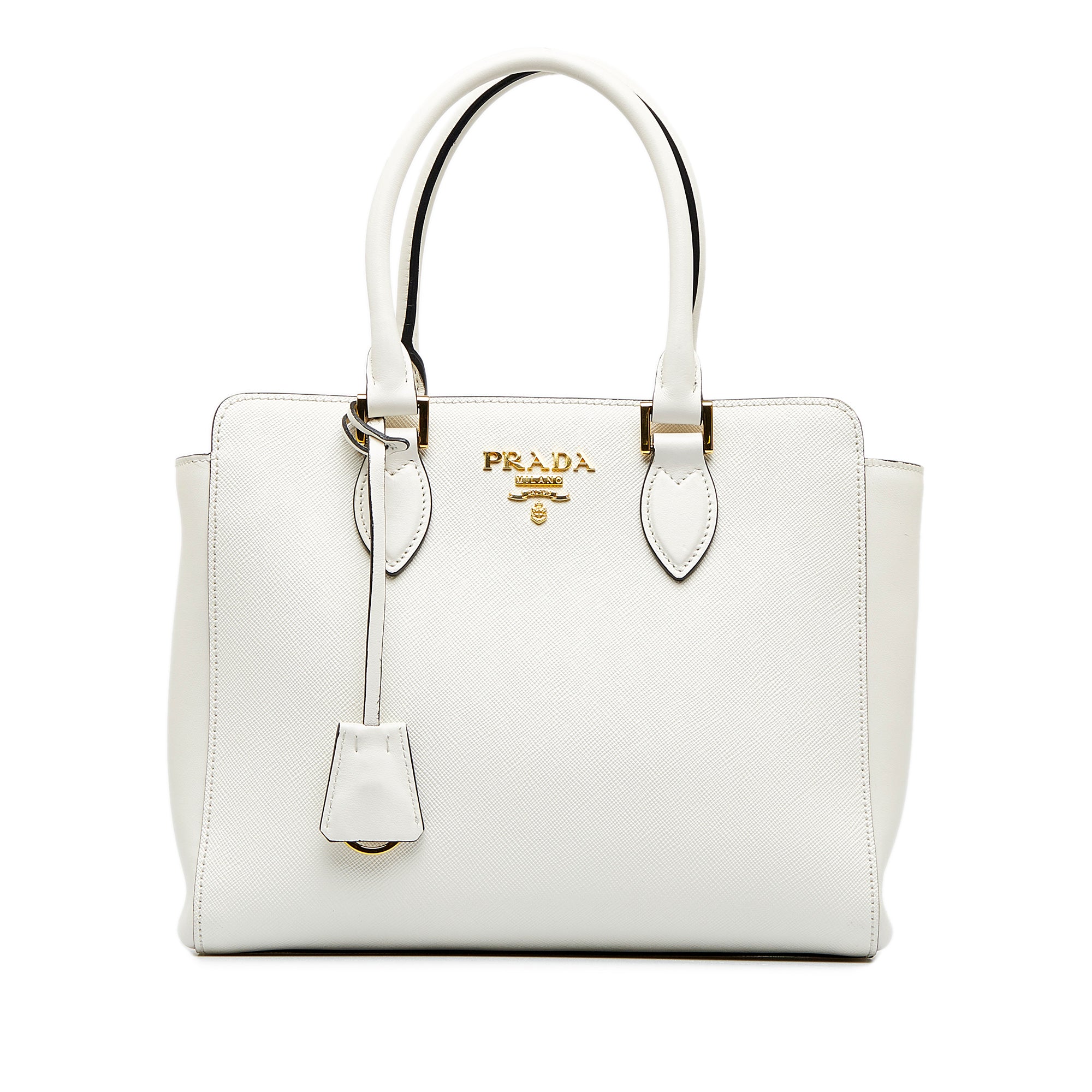 Prada Galleria Saffiano Leather Large Bag In White
