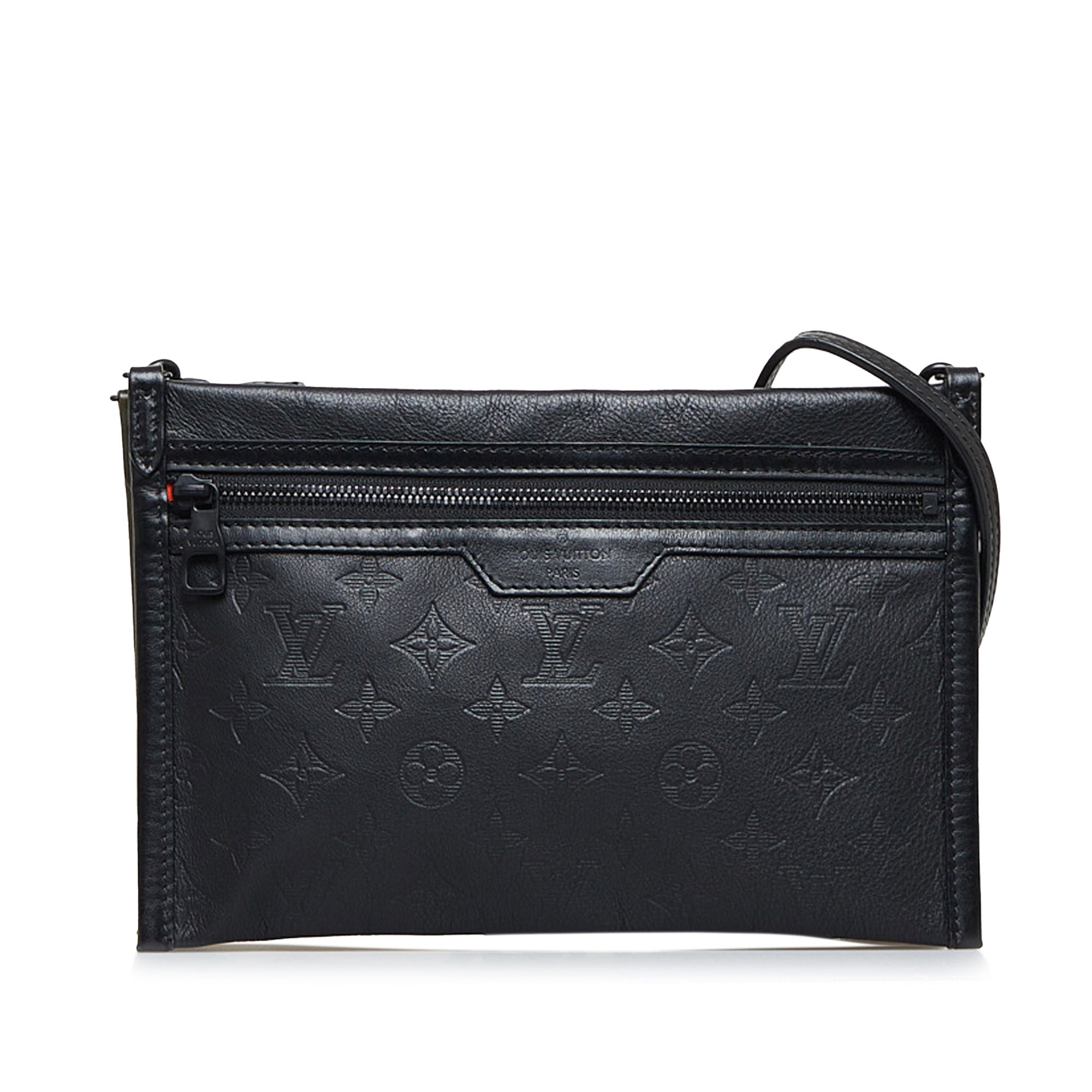 Louis Vuitton - Authenticated Clutch Bag - Leather Black Plain for Women, Good Condition