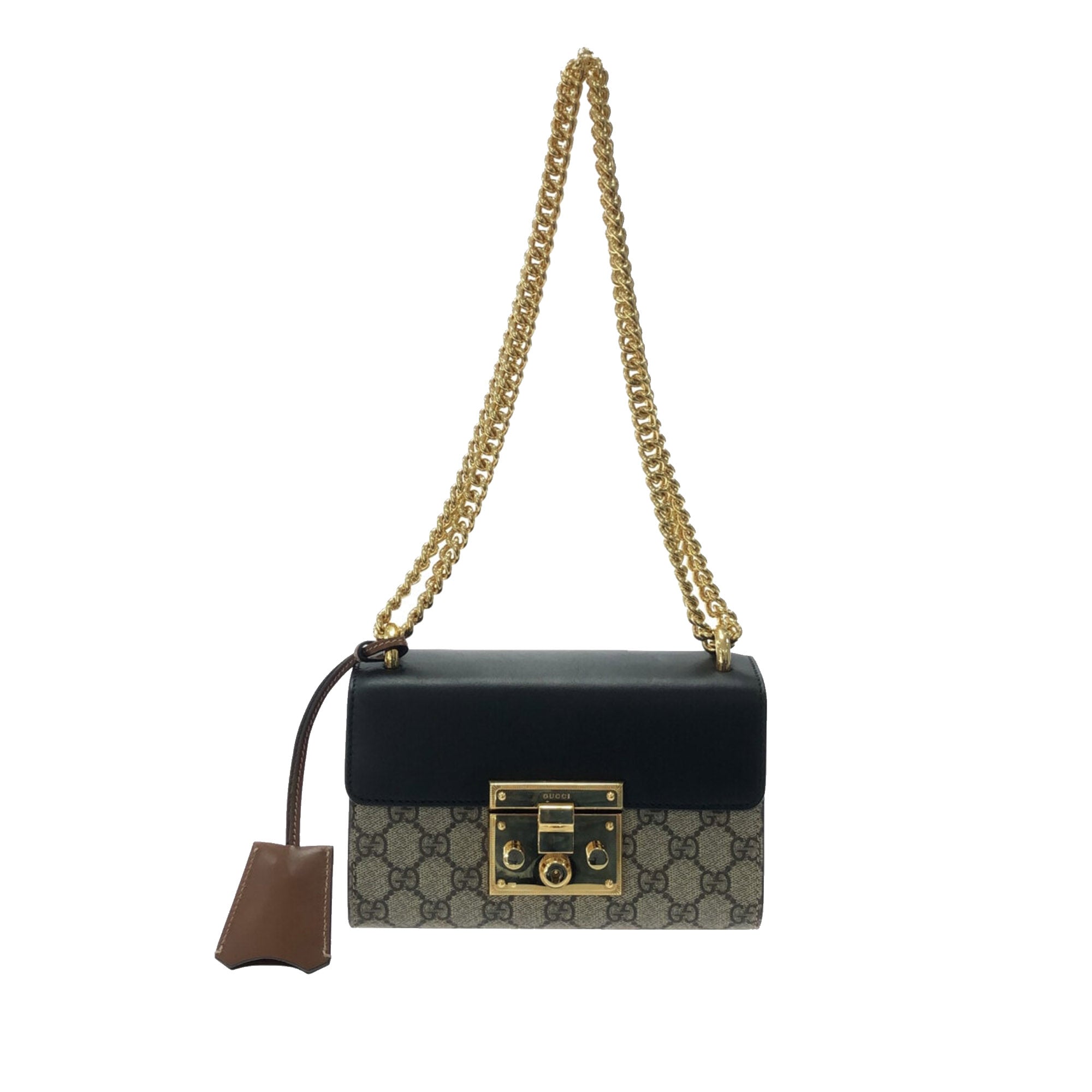 GG Supreme Padlock Small Shoulder Bag With Brown Leather Key Holder