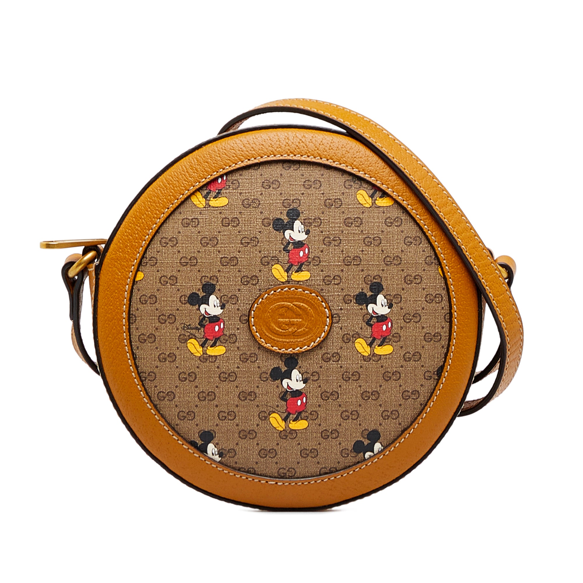 Brown Gucci x Disney Micro GG Mickey Mouse Round Crossbody